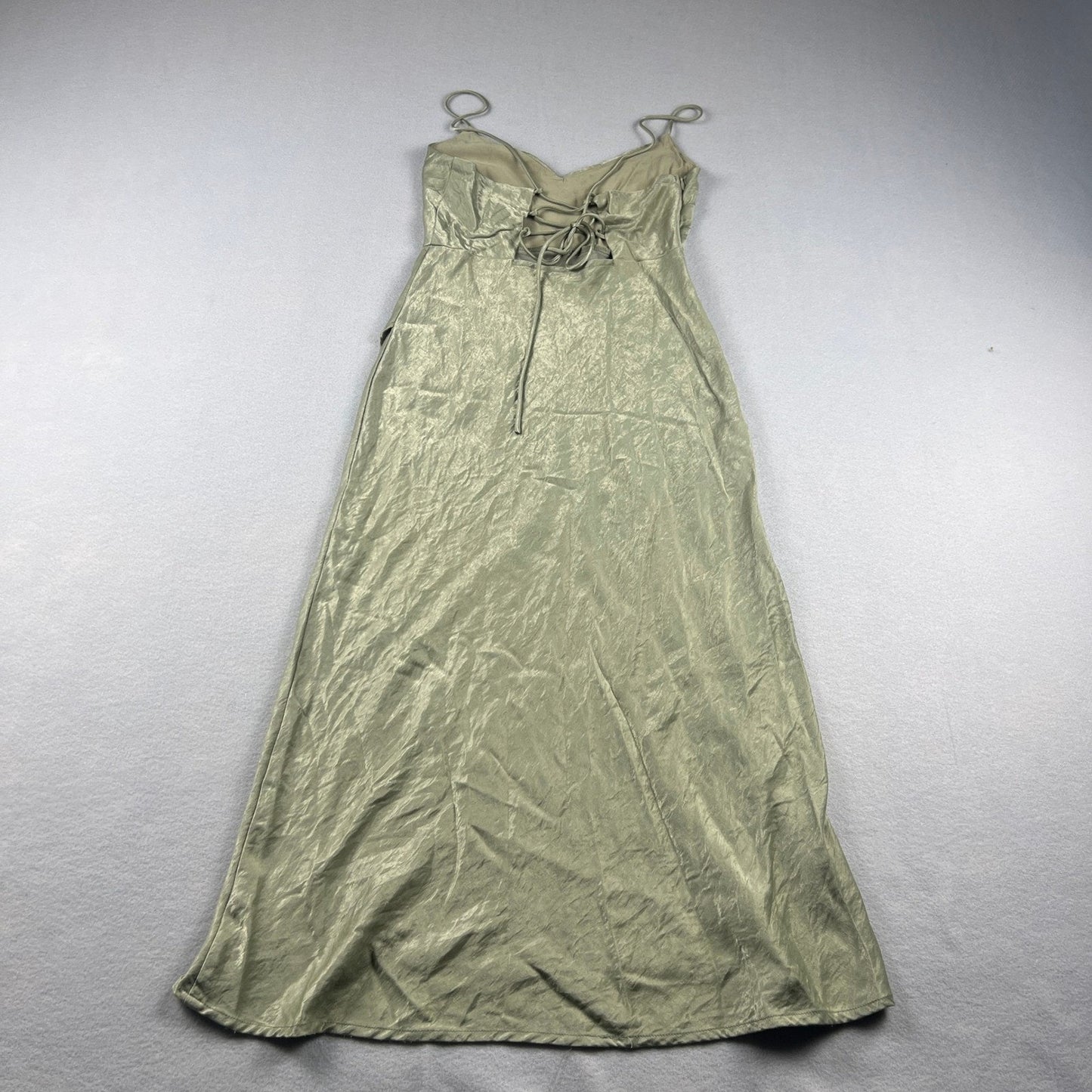 Hello Molly Satin Maxi Dress XS Sage Green Formal Cocktail Wedding Bridal