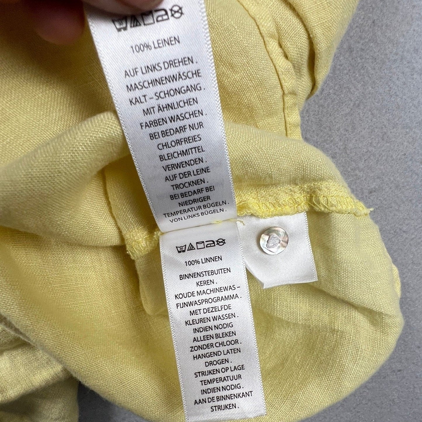 Sigrid Olsen Linen Button Down Shirt Women Medium Yellow Roll Tab Coastal Summer