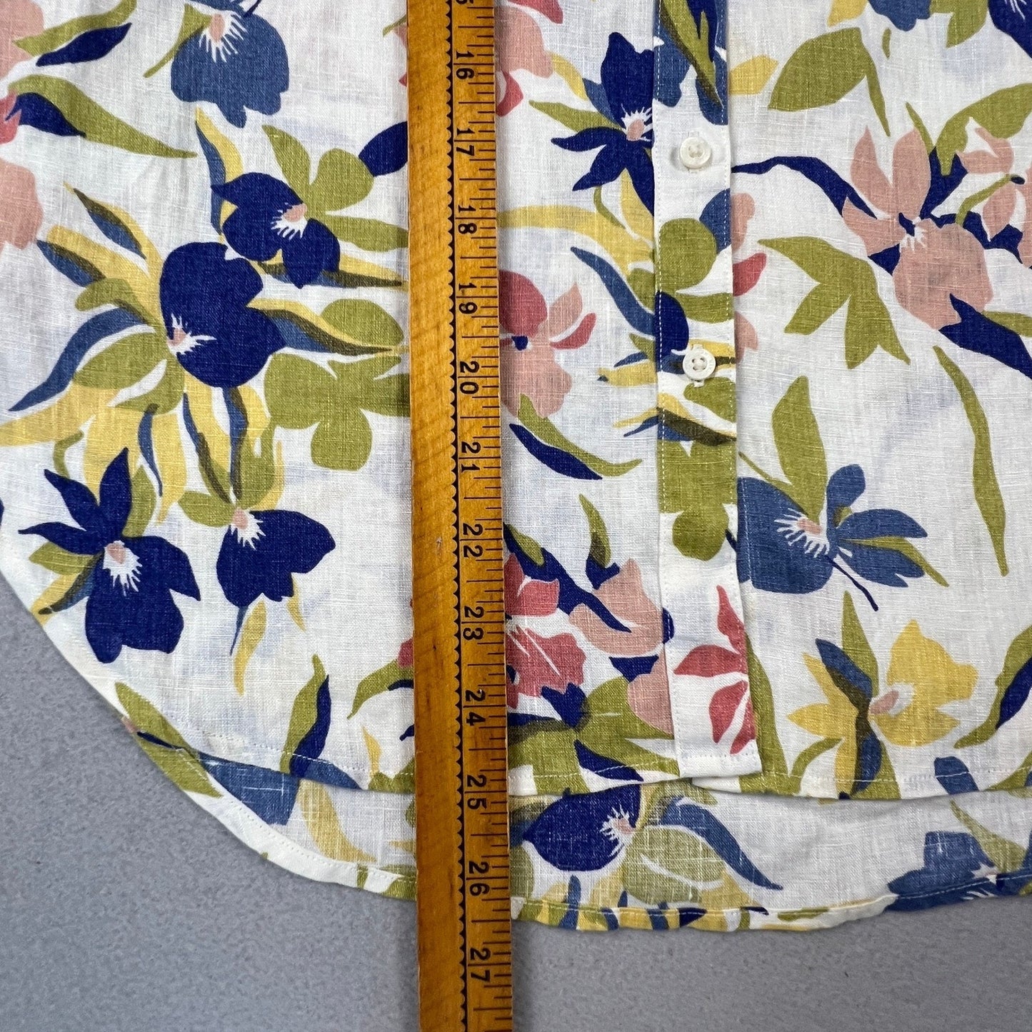 Lauren Ralph Lauren Button Down Shirt Womens XS Multi Floral 100% Linen Tropical