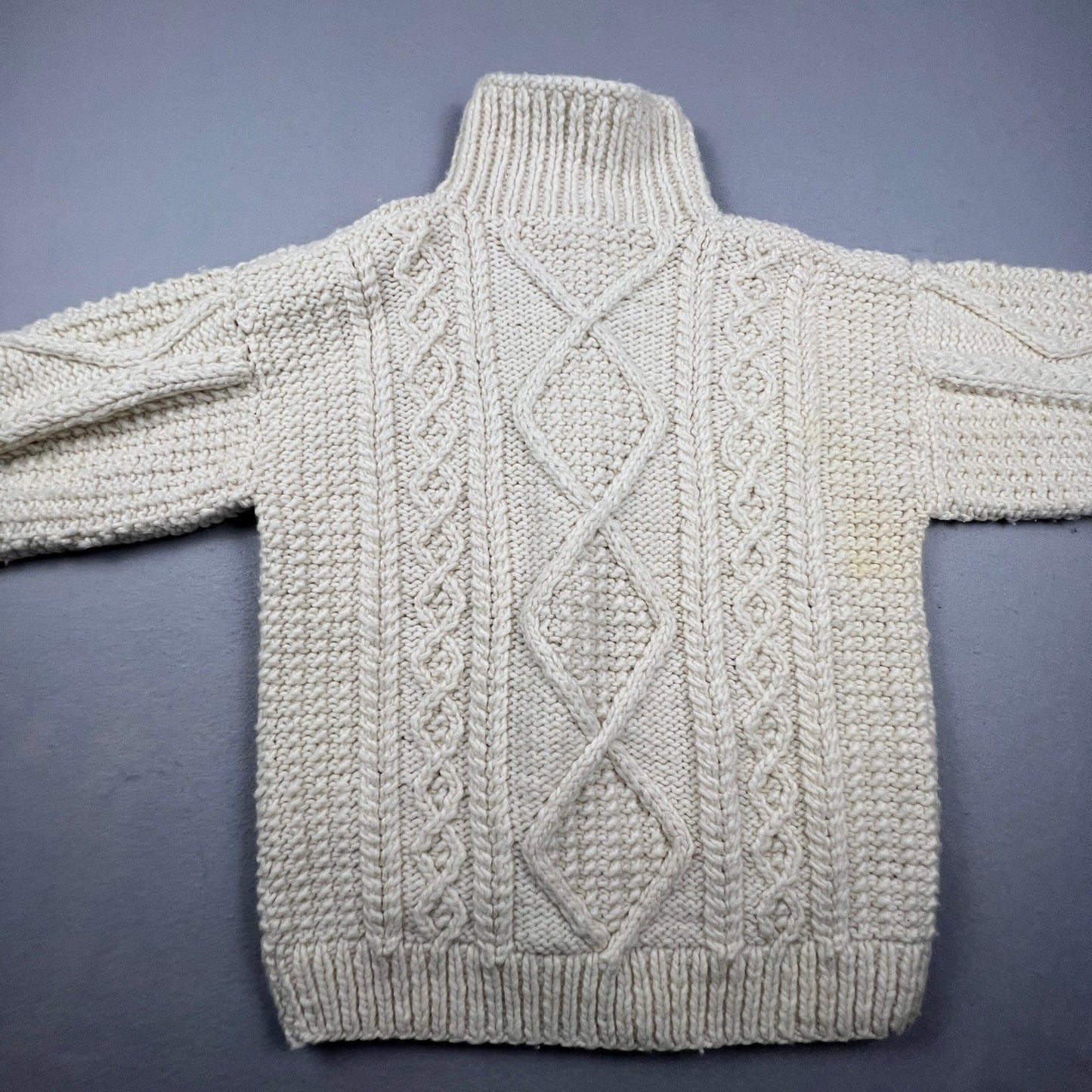 Vintage Hand Knit Cardigan Sweater Mens L Cream Wool Cable Knit Ecuador C.C.H.