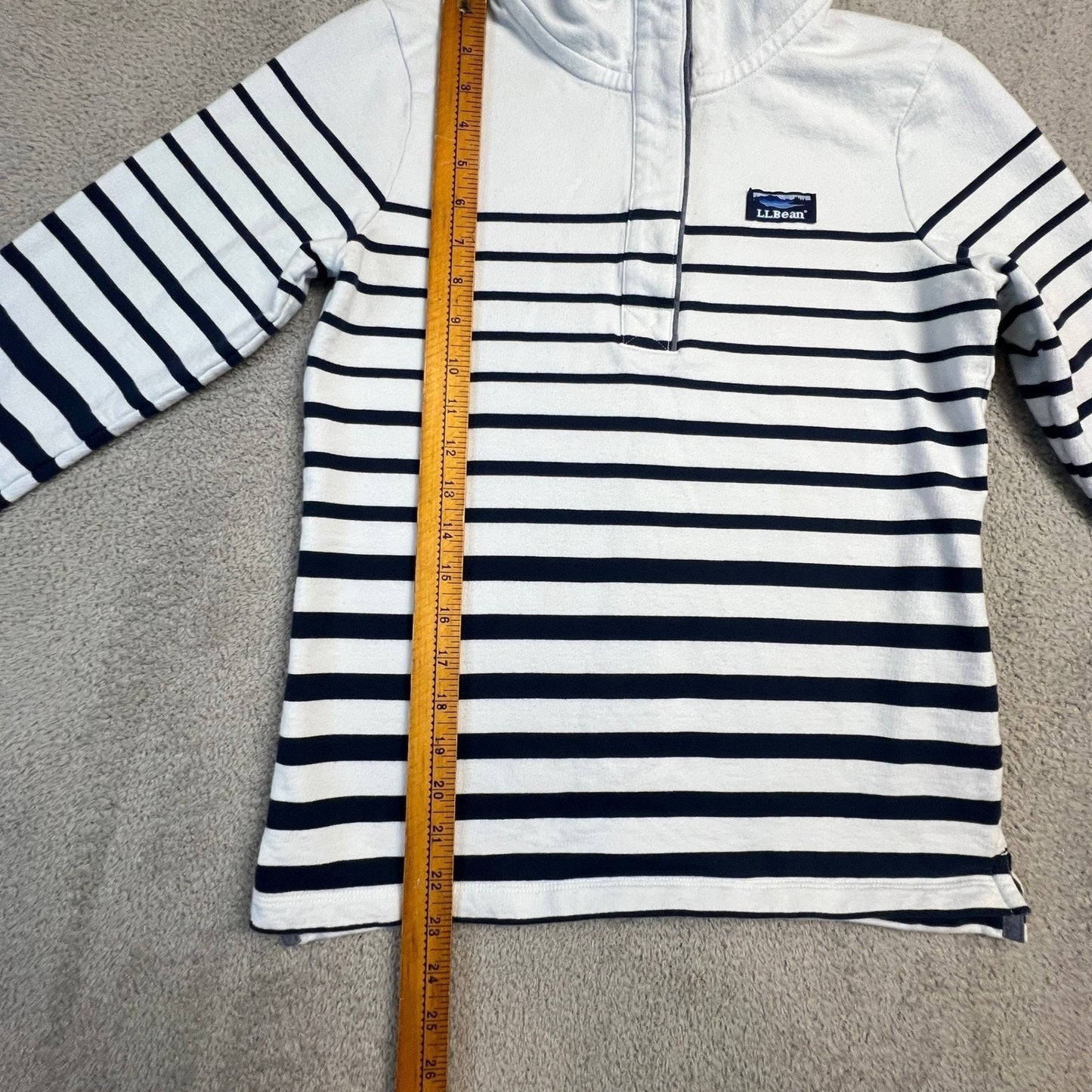 L.L. Bean Nautical Stripe Quarter Zip Pullover Sweatshirt XS