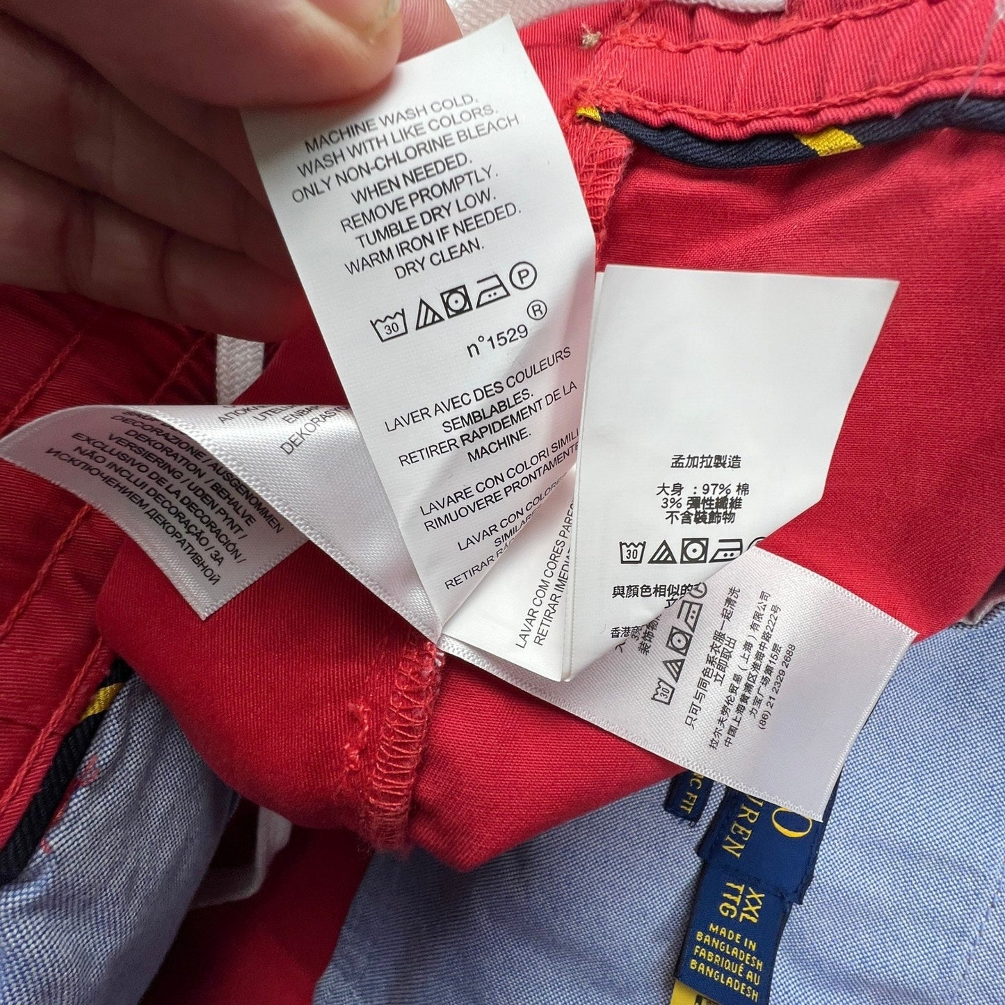 Polo Ralph Lauren Shorts Mens XXL Red Stretch Classic Fit Elastic Waist Chino