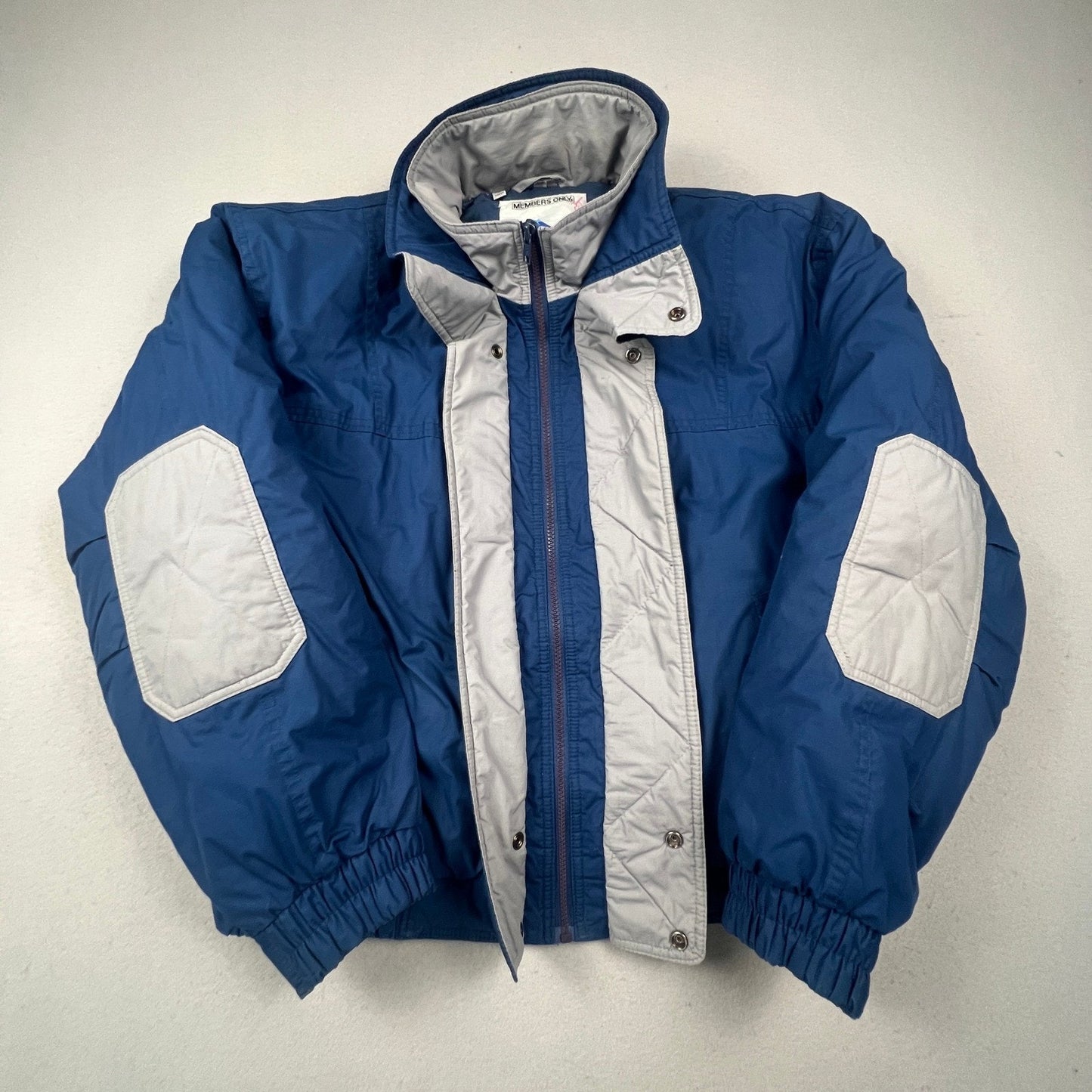 Members Only Down Puffer Jacket Mens XL Blue Vintage 80s Elbow Patches Ski Coat