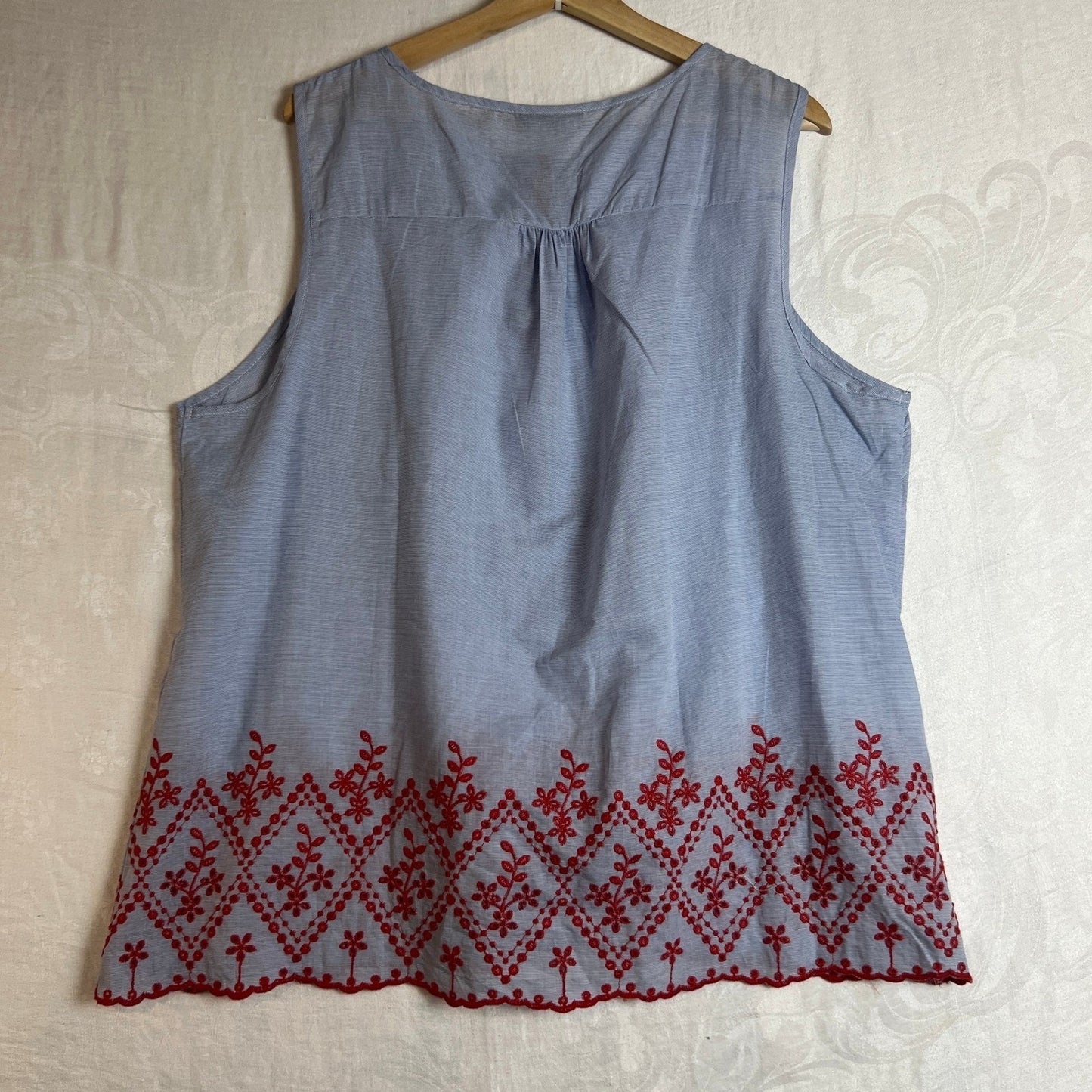 100% Cotton Boho Embroidered Tank Top Womens Small Summer Costal Vacation