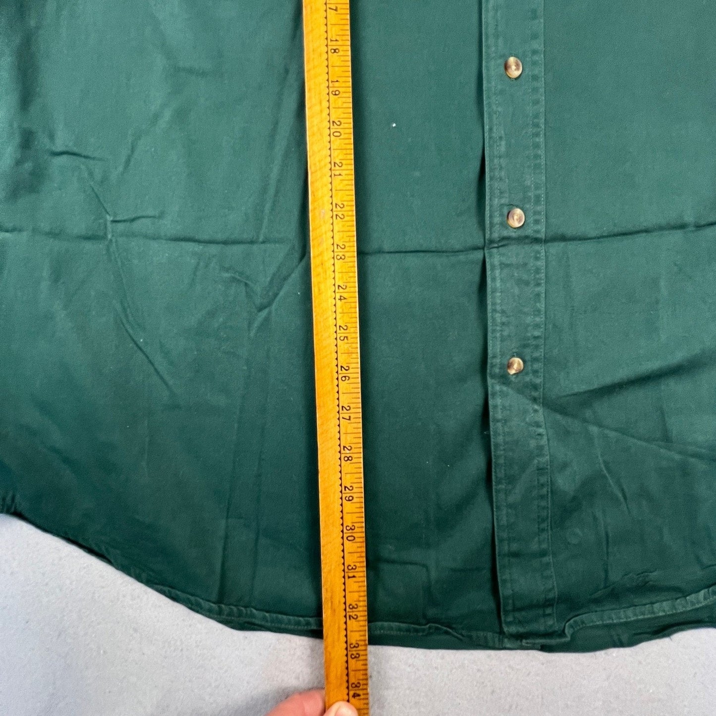 Eddie Bauer Button Down Shirt Mens XL Green Cotton Twill Long Sleeve Workwear