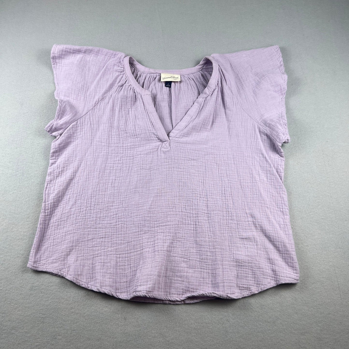 Gauze Top Womens Large Purple Cotton Flutter Sleeve Boho Blouse Universal Thread