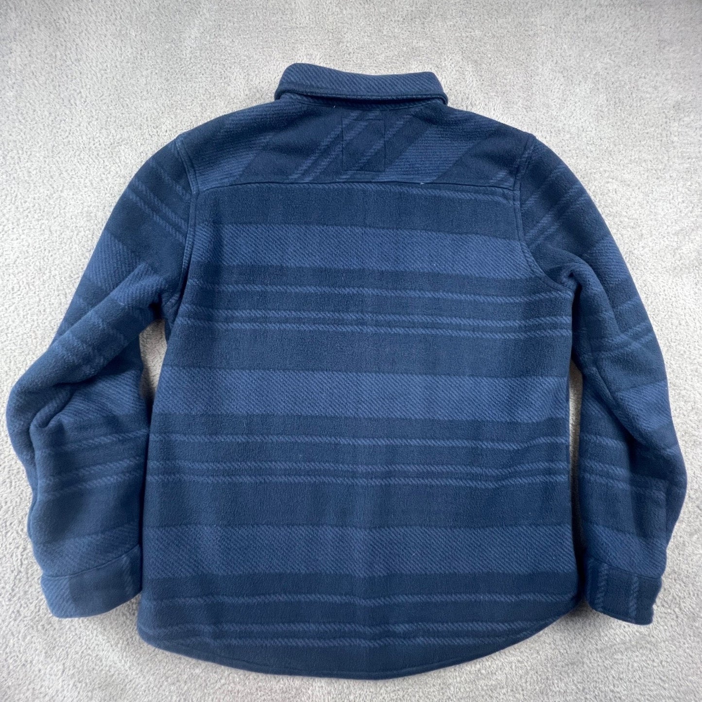 Voyager Mens Blue Striped Sherpa Lined Fleece Shirt Jacket Shacket Medium