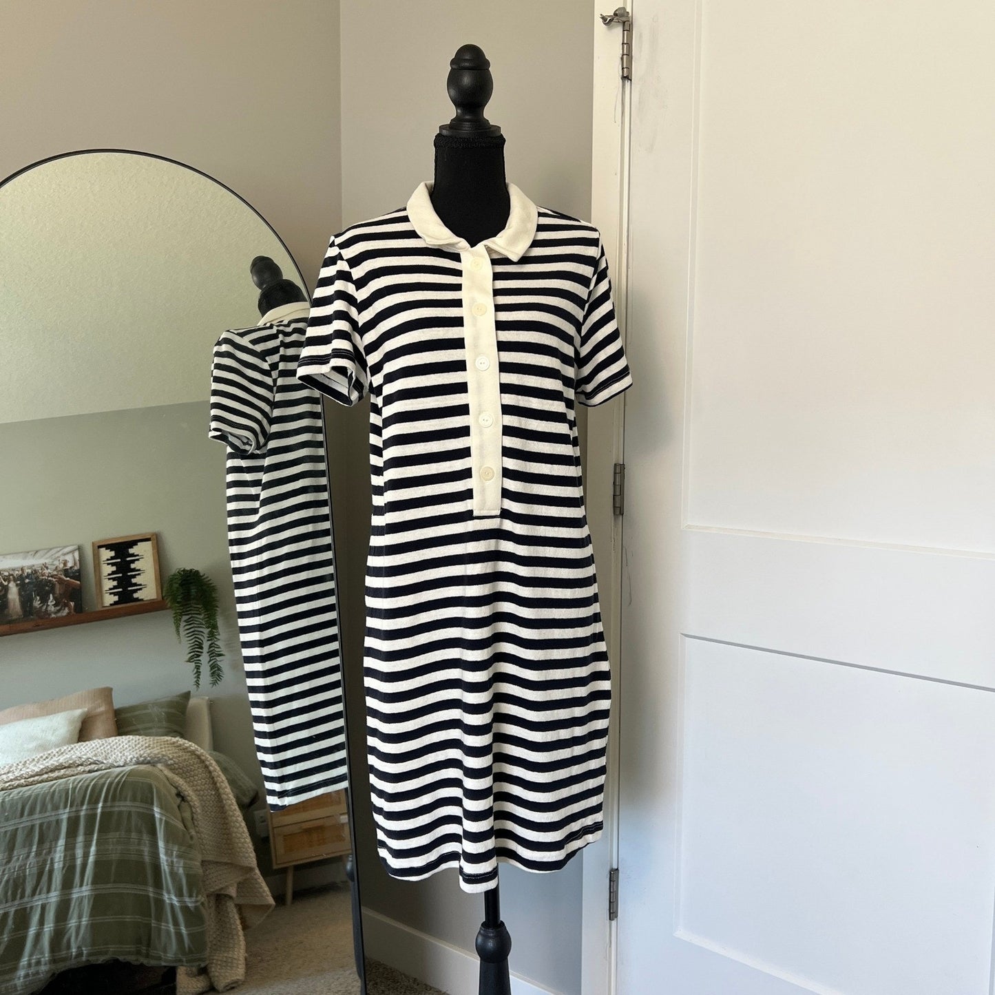 Polo Dress Knit Preppy Medium 100% Cotton Striped Mini Universal Thread