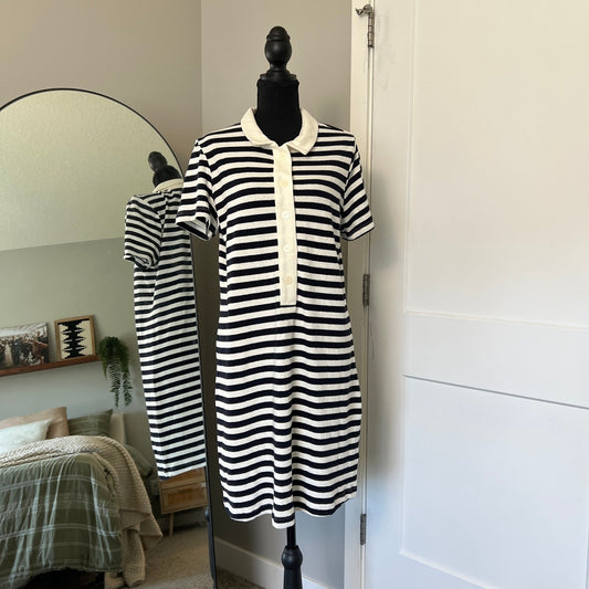 Polo Dress Knit Preppy Medium 100% Cotton Striped Mini Universal Thread