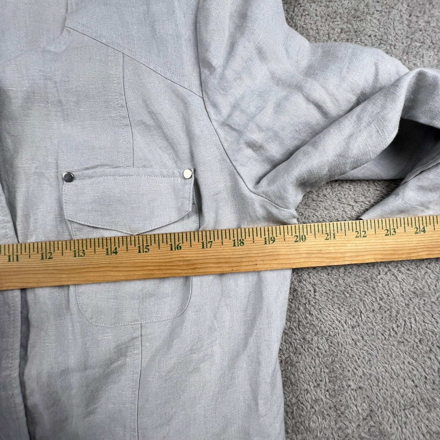 100% Linen Summer Jacket Womens 2 Large Gray Utility Quite Luxury Minimalist