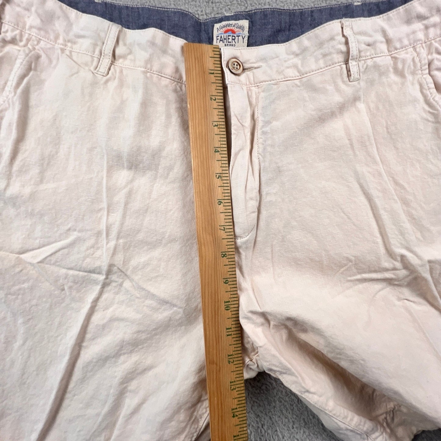 Faherty Shorts Men 38 Beige Linen Blend Casual Summer Beach Coastal Preppy
