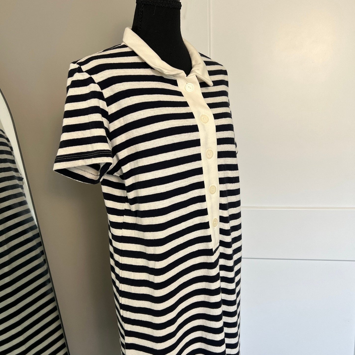 Polo Dress Knit Preppy Medium 100% Cotton Striped Mini Universal Thread