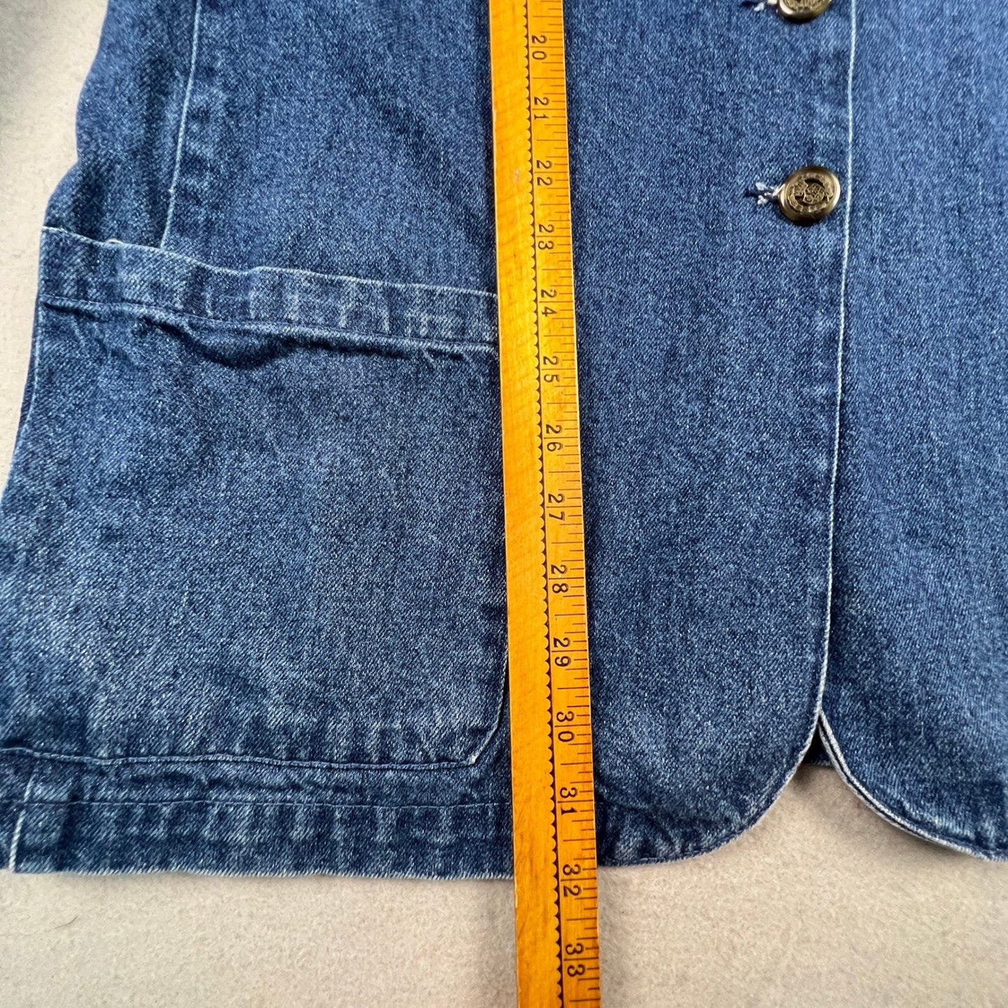 Spiegel For You Denim Blazer Women 1X Crest Patch Preppy VTG Jacket Academia