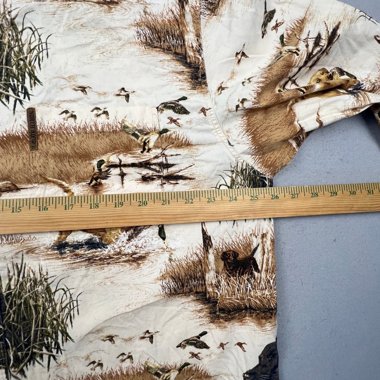 North River Hunting Dog Shirt Mens XL Beige Duck Lab Retriever All Over Print