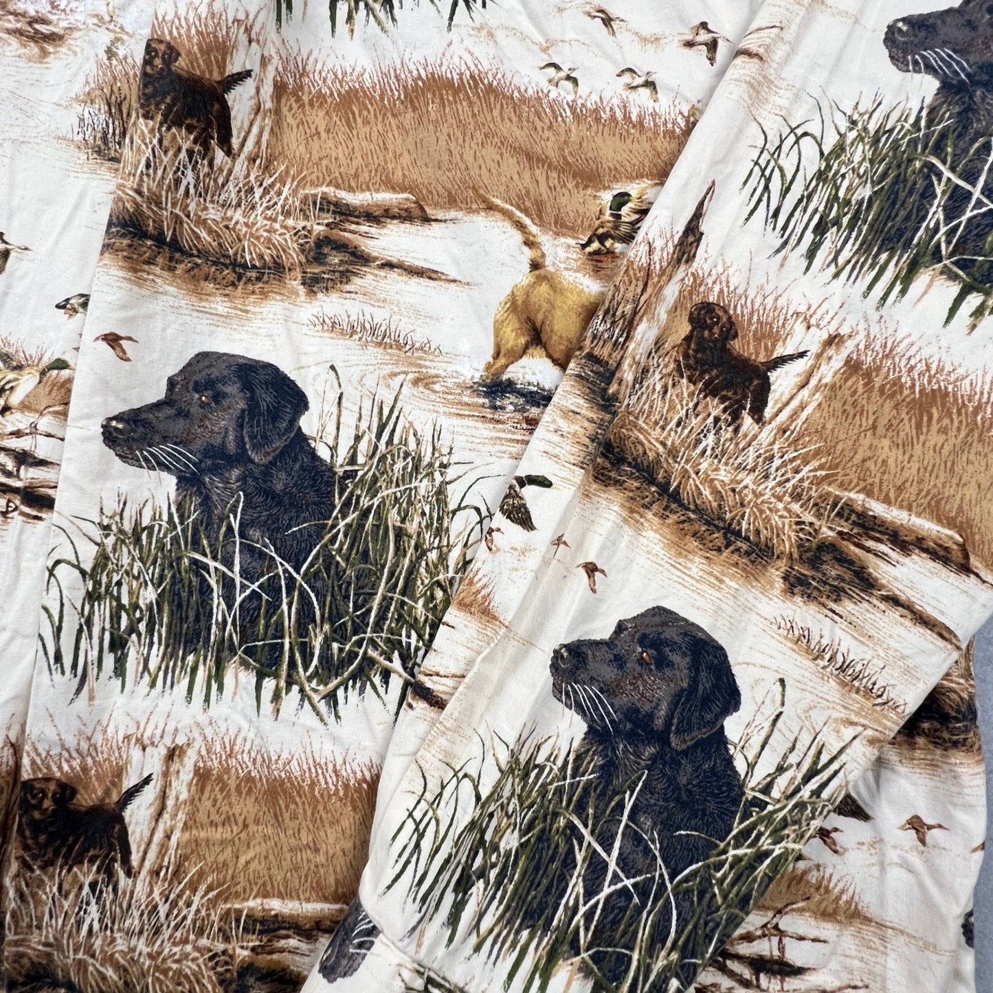North River Hunting Dog Shirt Mens XL Beige Duck Lab Retriever All Over Print