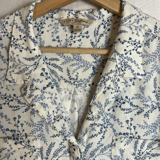 Floral Blouse Womens Small Button Up Lightweight Spring Summer Top