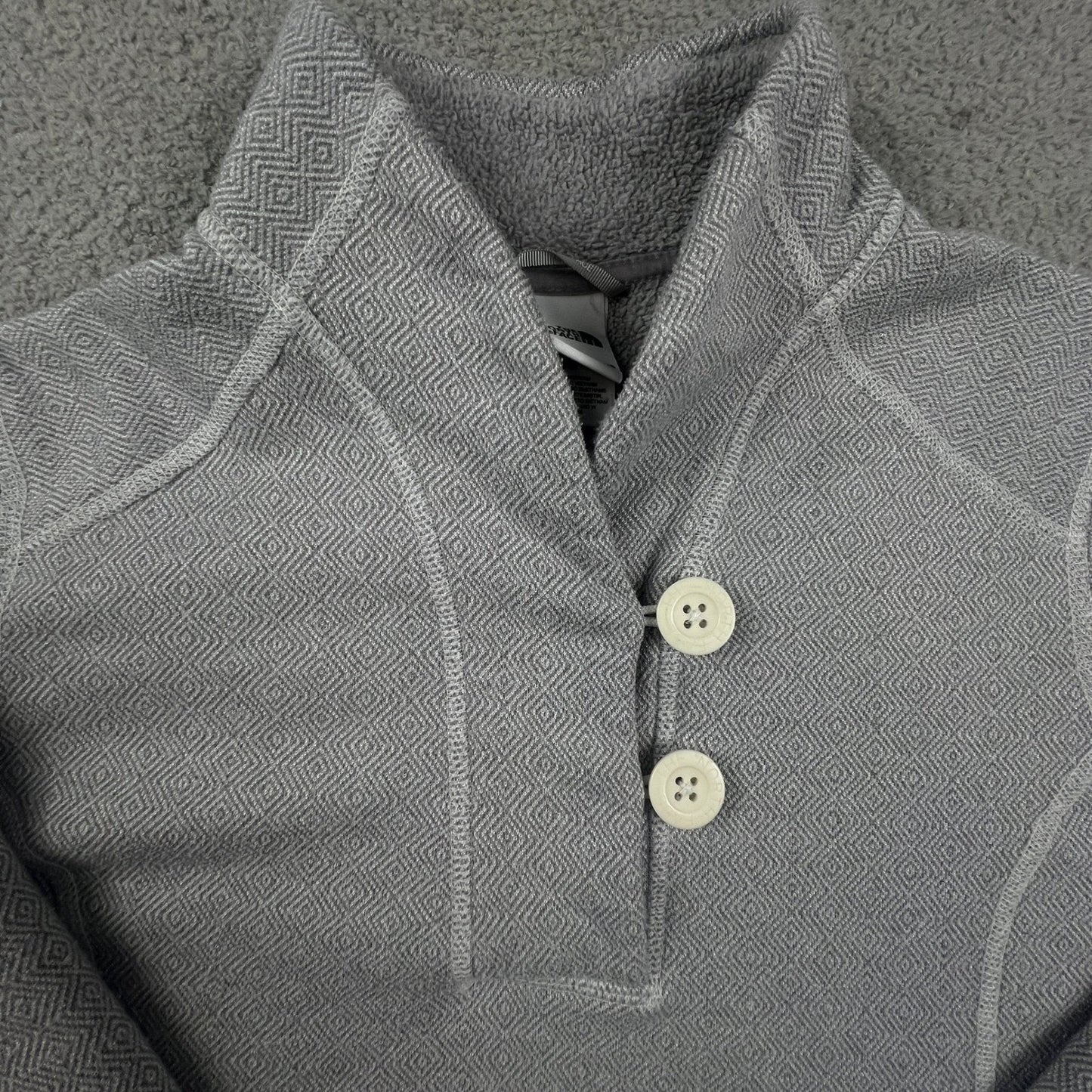 The North Face Pullover Sweater Women's Large Grey Fleece Button