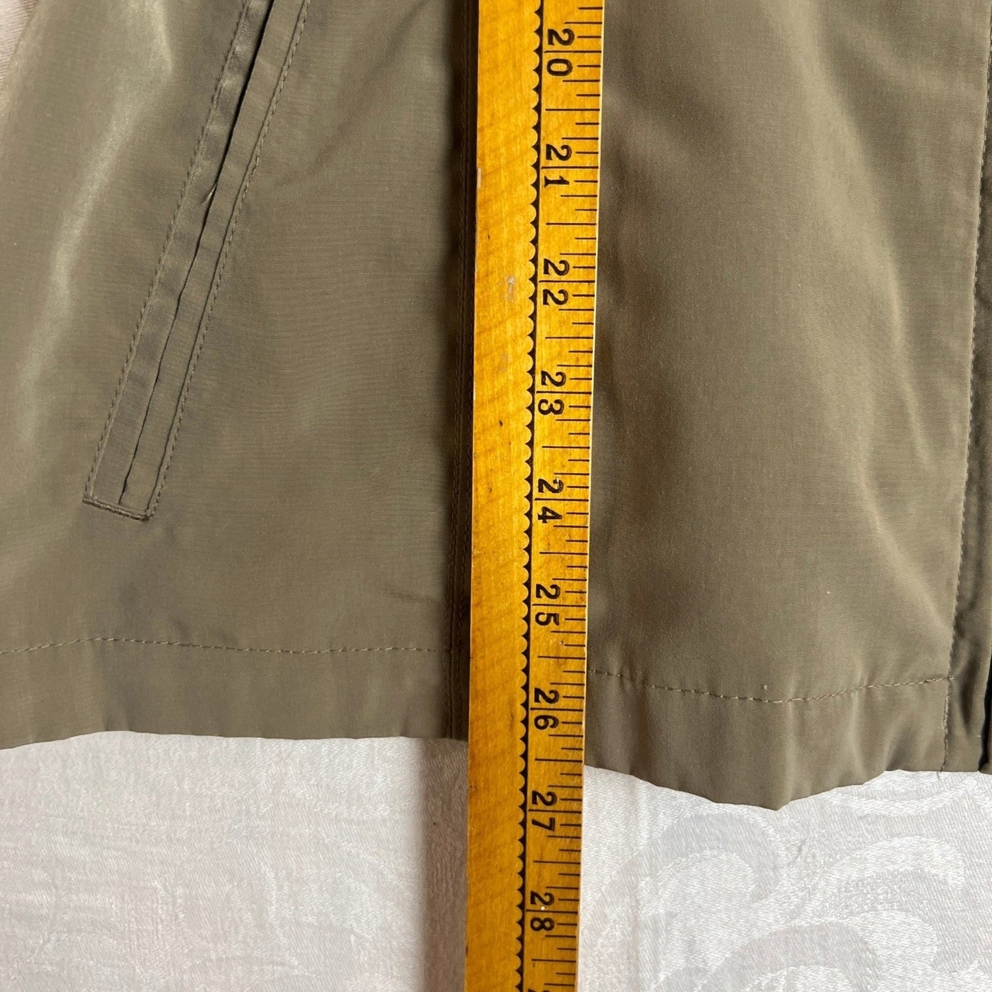 Weather Tamer Utility Jacket Womens Large Khaki Hooded Zip Front Elegant Travel