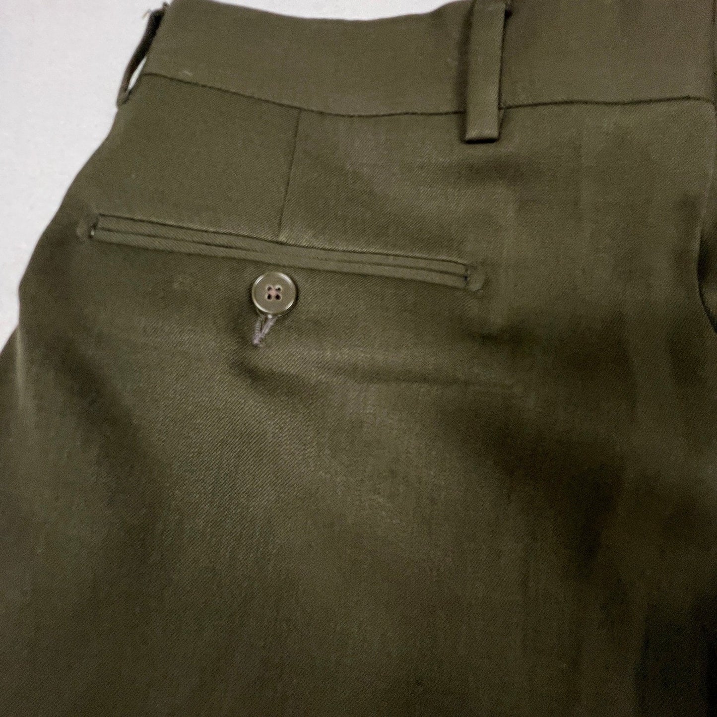 Monsieur by Givenchy Dress Pants Mens 33 Olive Green Pleated Cuffed Vintage Luxe