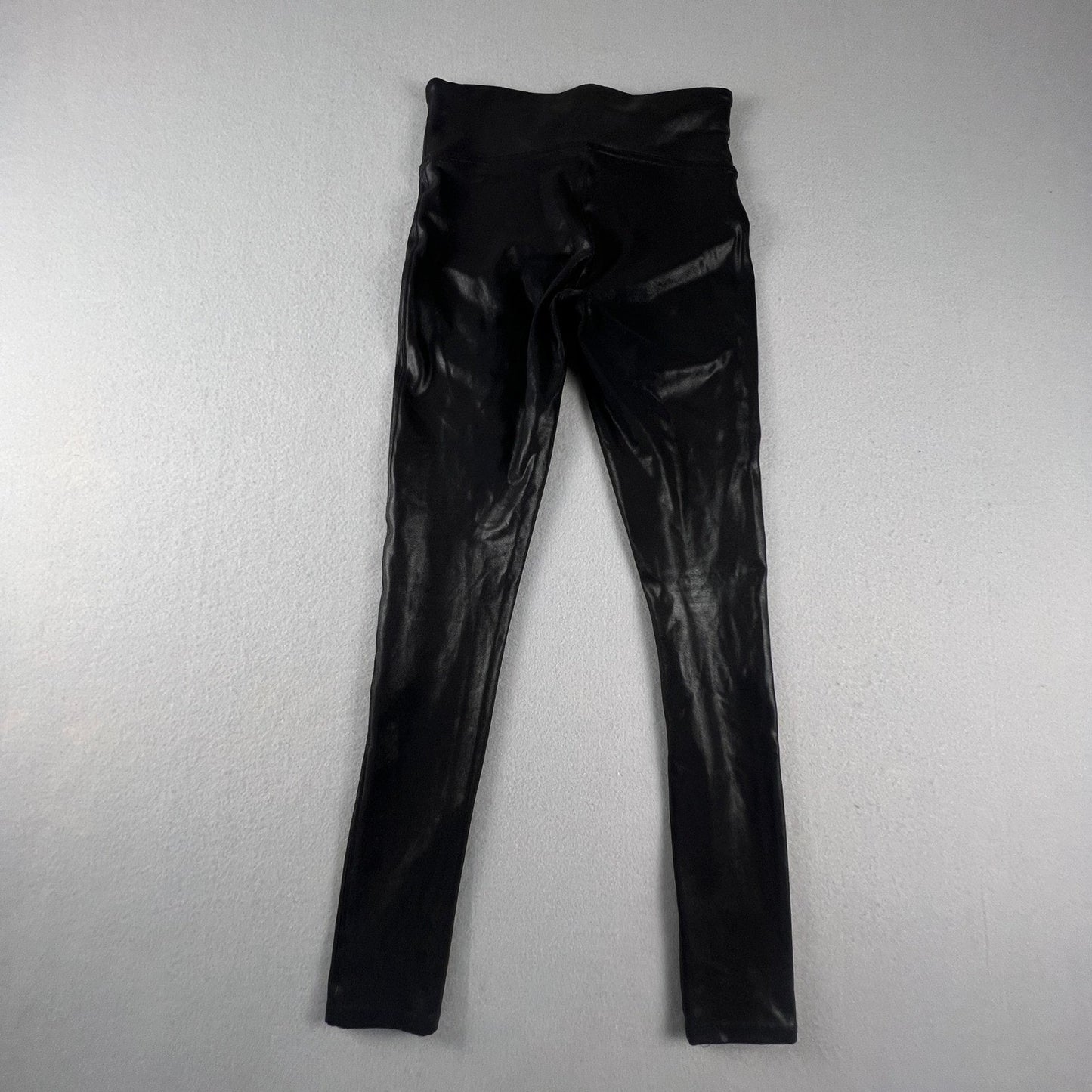 Spanx Faux Leather Leggings Womens Small Petite Black High Waist Edgy Chic
