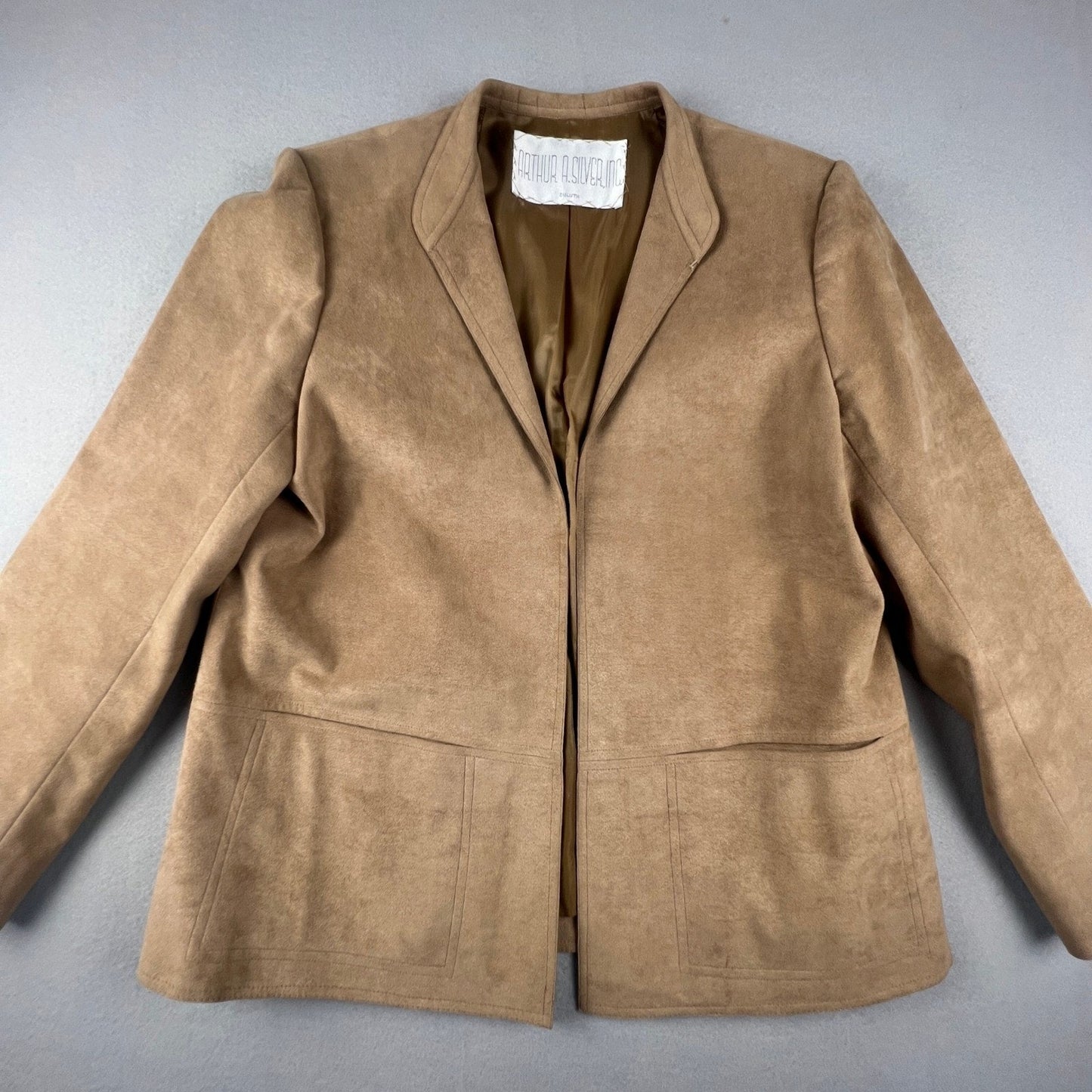 Vintage Ultrasuede Blazer Women Medium Tan Professional Baron Peters Luxury