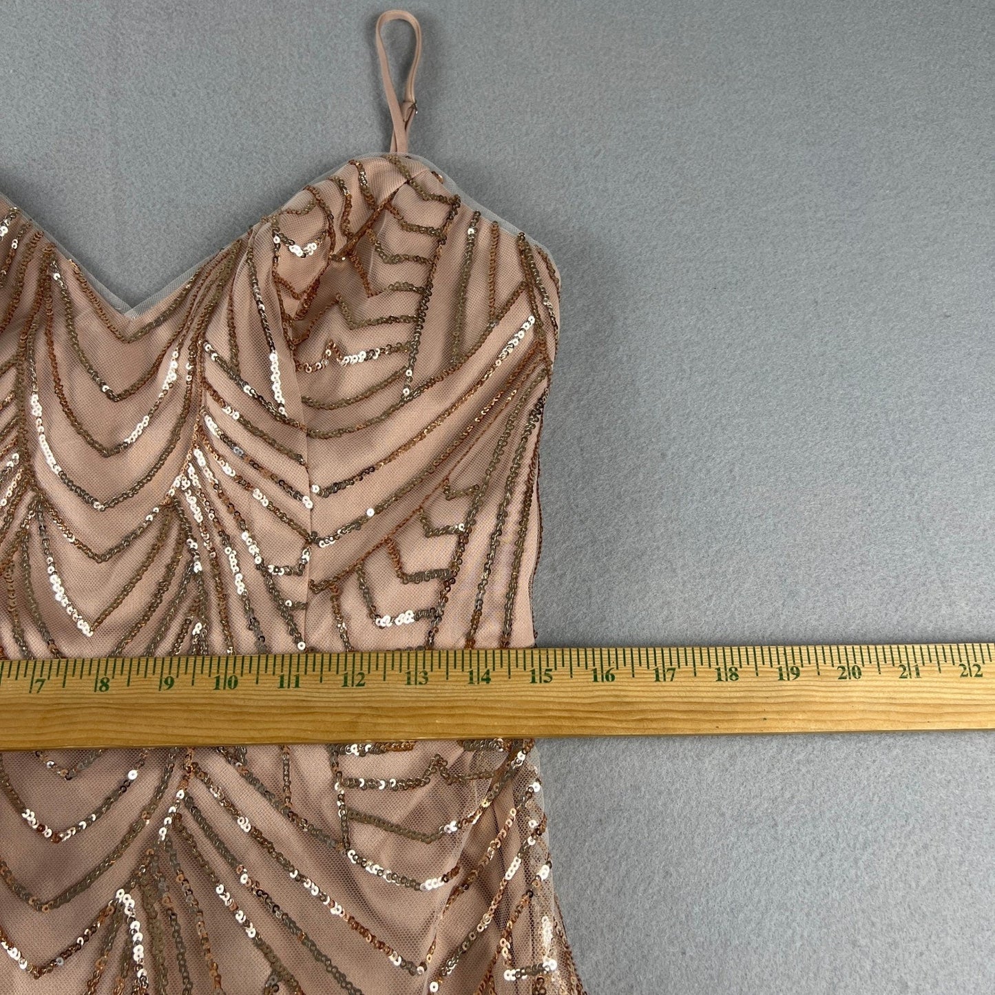 Sequin Maxi Dress Womens 10 Rose Gold Art Deco Formal Prom Gown Wedding Bridal