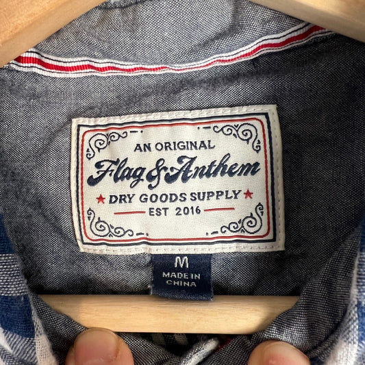 Flag & Anthem Button Down Shirt Men's Medium Gingham Check Long Sleeve