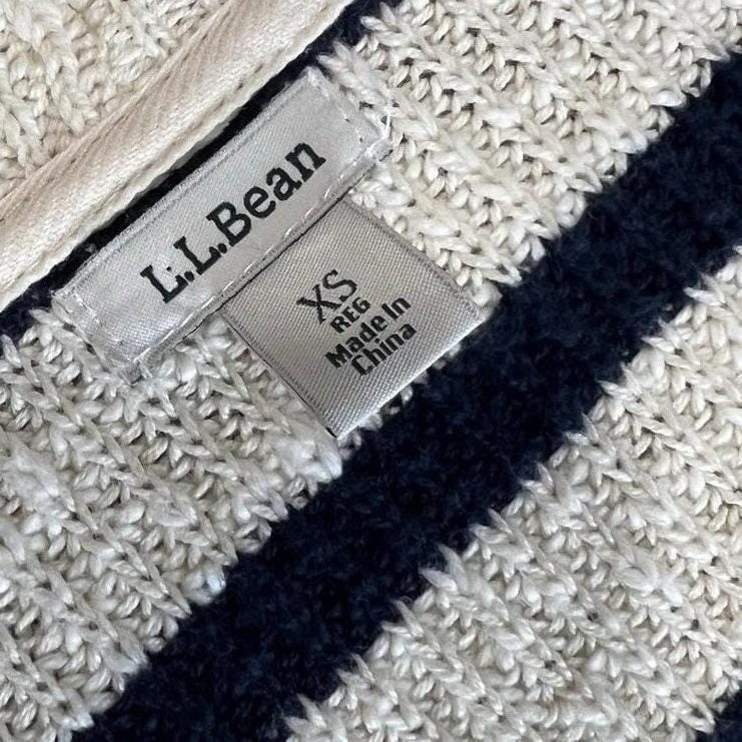 L.L.Bean Nautical Stripe Cardigan Womens XS Shawl Collar Coastal Preppy