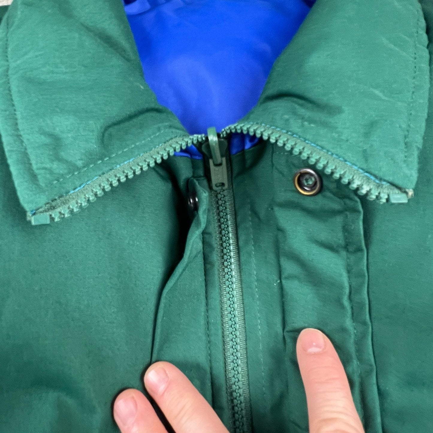 Outdoor Exchange Reversible Puffer Vest Mens XL Green Blue Down Gorpcore Hiking