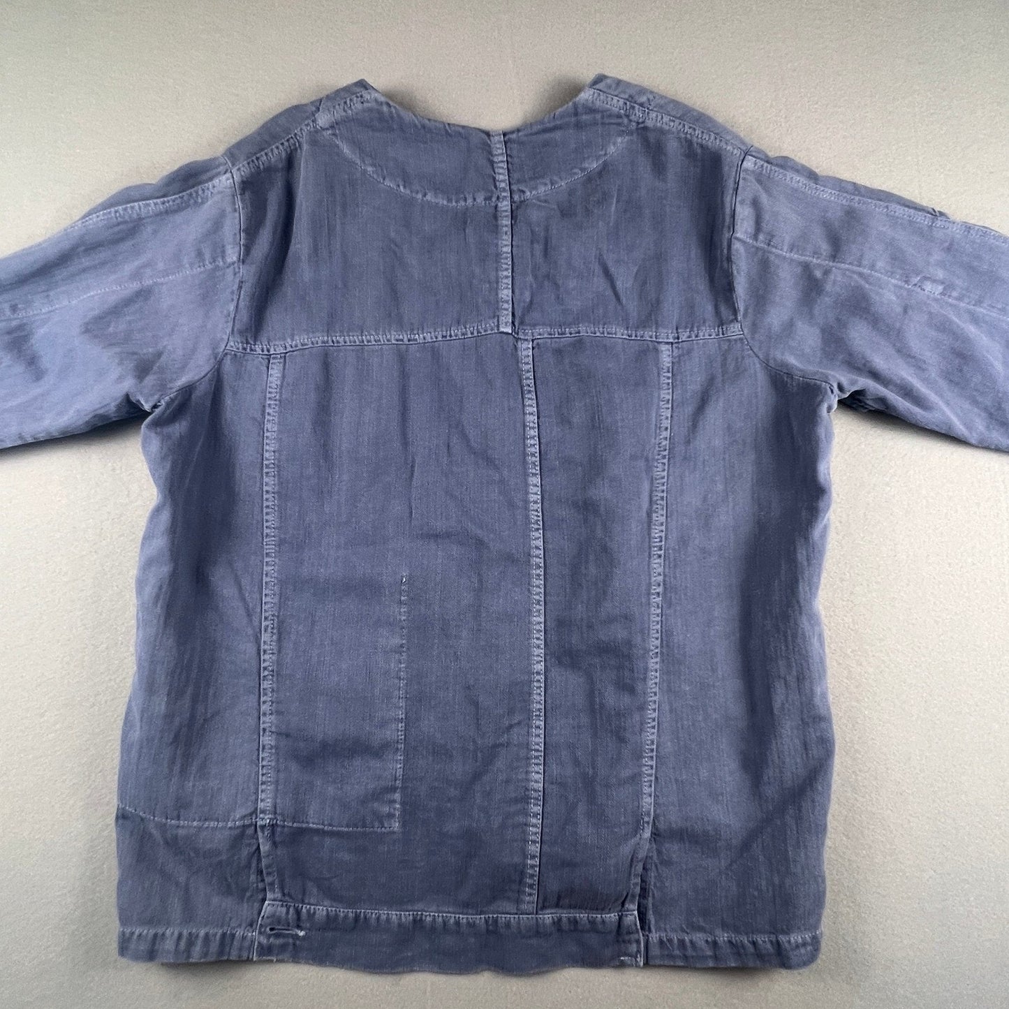 Zara Chore Jacket Womens Medium Blue Cotton Linen Utility Workwear Shacket M