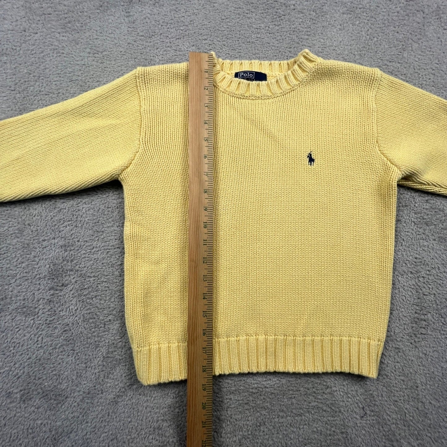 Polo Ralph Lauren Sweater Kids M Yellow Cotton Knit Crewneck Preppy Classic
