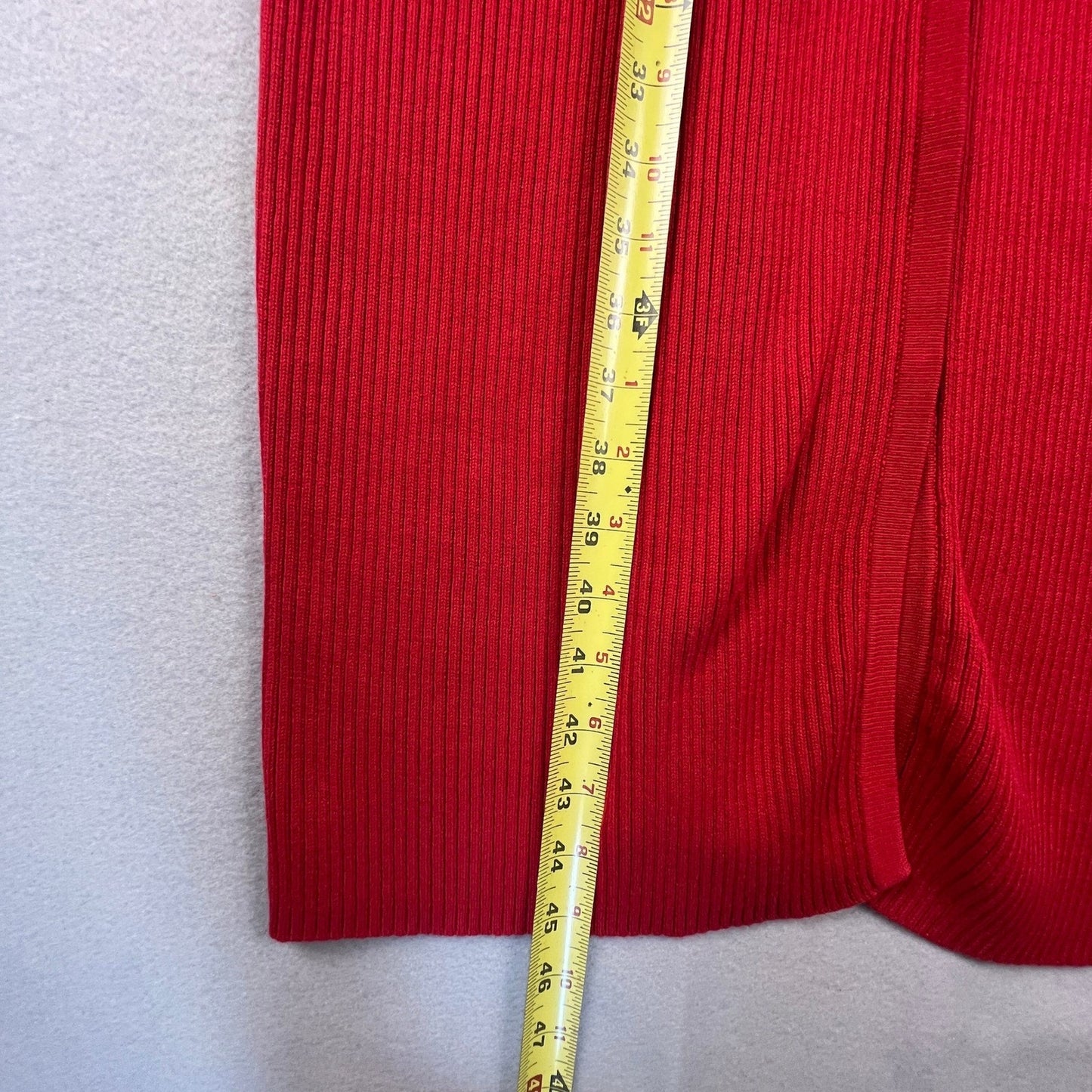 Cardigan Dress Womens XL Red Ribbed Knit Longline Midi Button Front Willi Smith