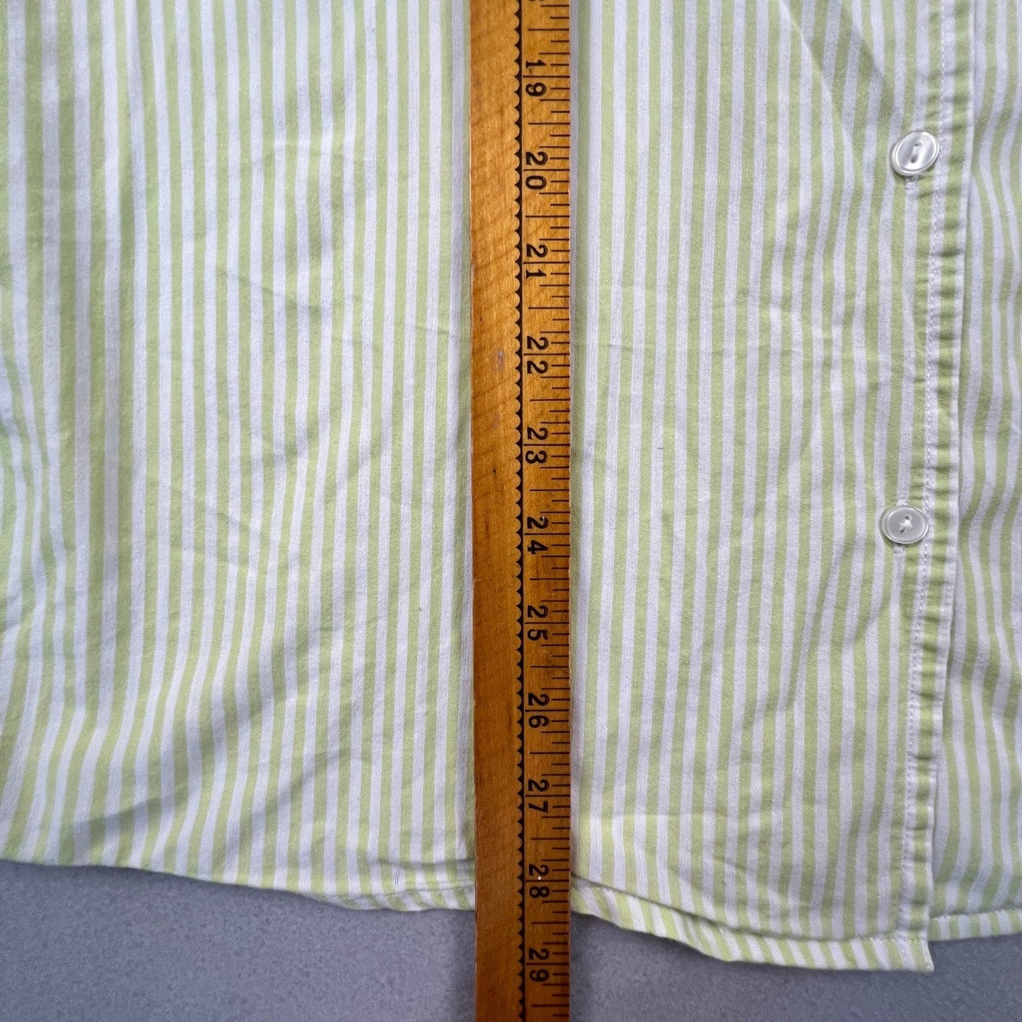 Country Store Button Down Shirt Womens XL Green Striped Floral Embroidered Top