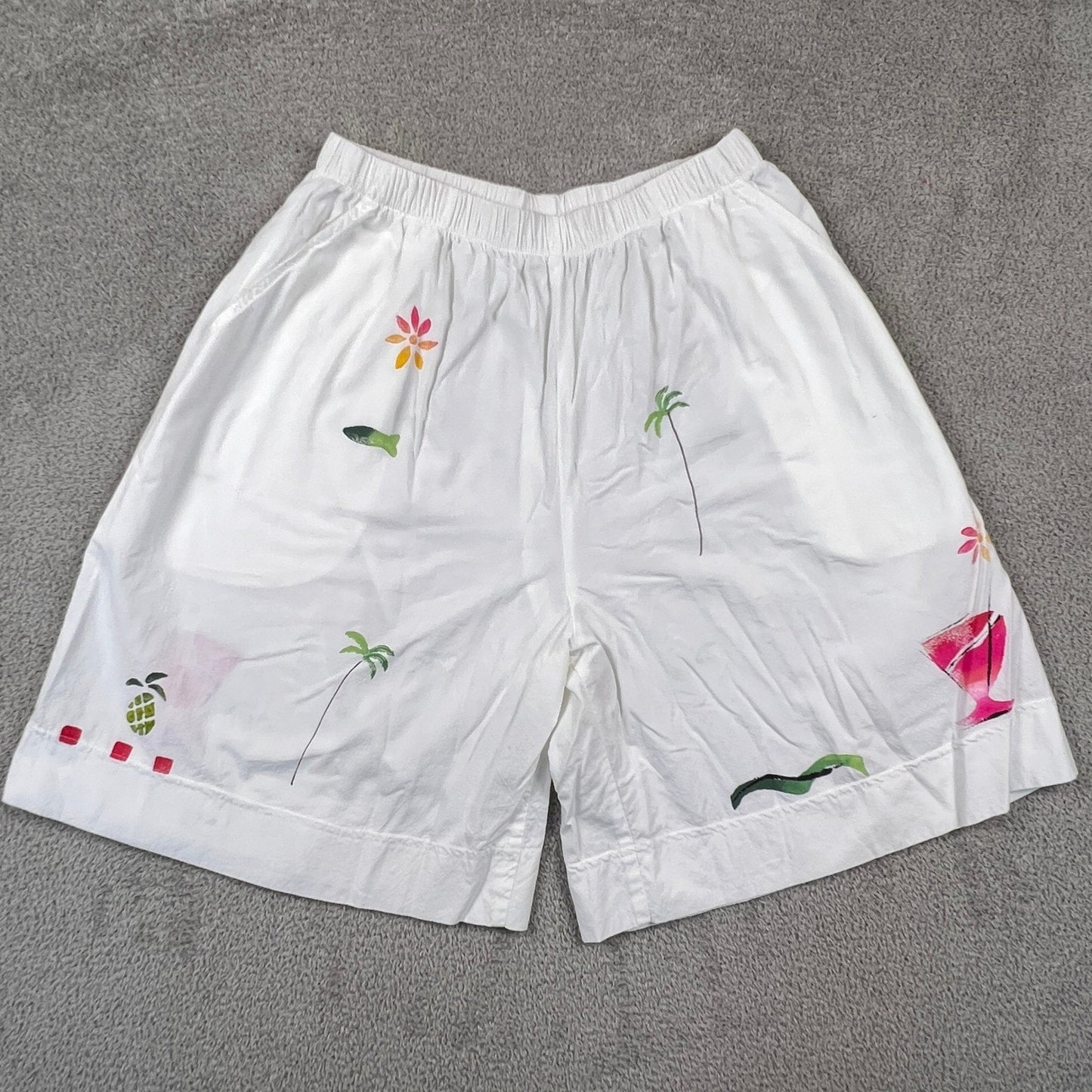 VTG Play Alegre Hand Painted Shorts Womens L Tropical Cotton Beach Summer Boho