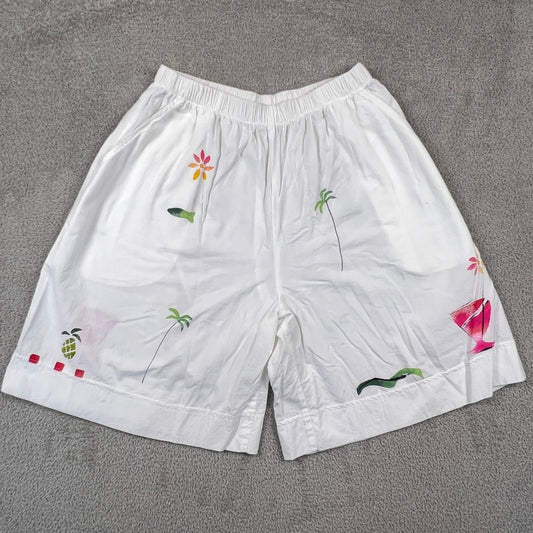 VTG Play Alegre Hand Painted Shorts Womens L Tropical Cotton Beach Summer Boho