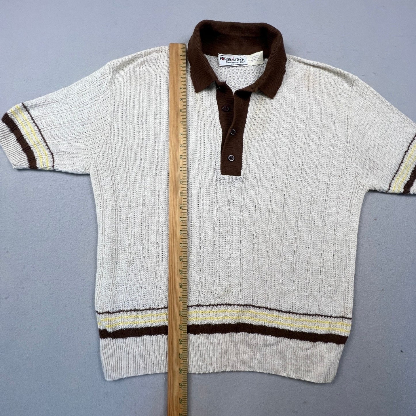 Forge Ltd Munsingwear Knit Polo Mens XL Paper Thin Linen Blend Vintage Retro