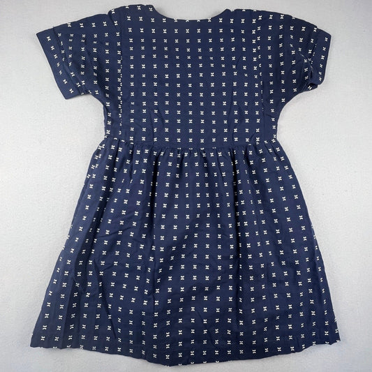 Madewell Mini Dress Womens Small Navy Blue Embroidered Bow Dobby V-Neck Boho