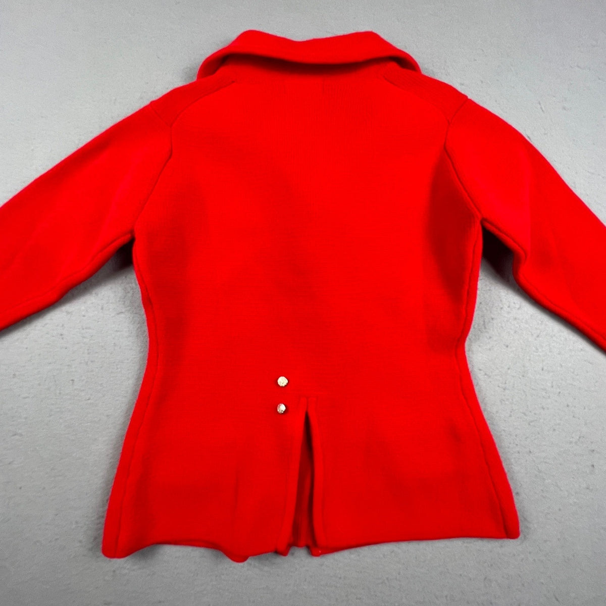 Hand Loomed Knit Blazer Women M Red Vintage Full Fashioned Acrylic Cardigan Coat