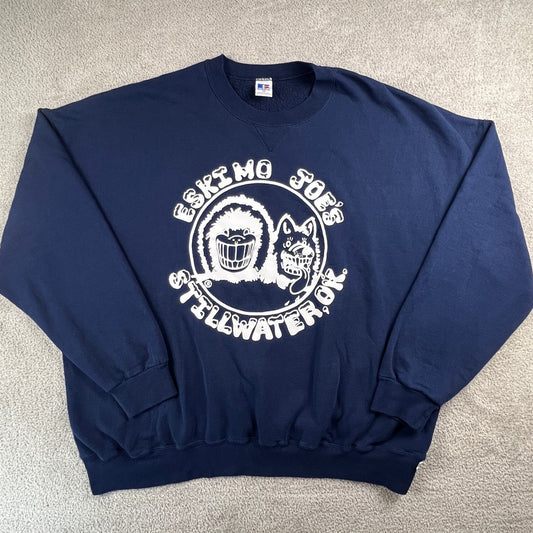 Vintage 90s Russell Athletic Eskimo Joes Sweatshirt Mens 4X Navy Stillwater USA