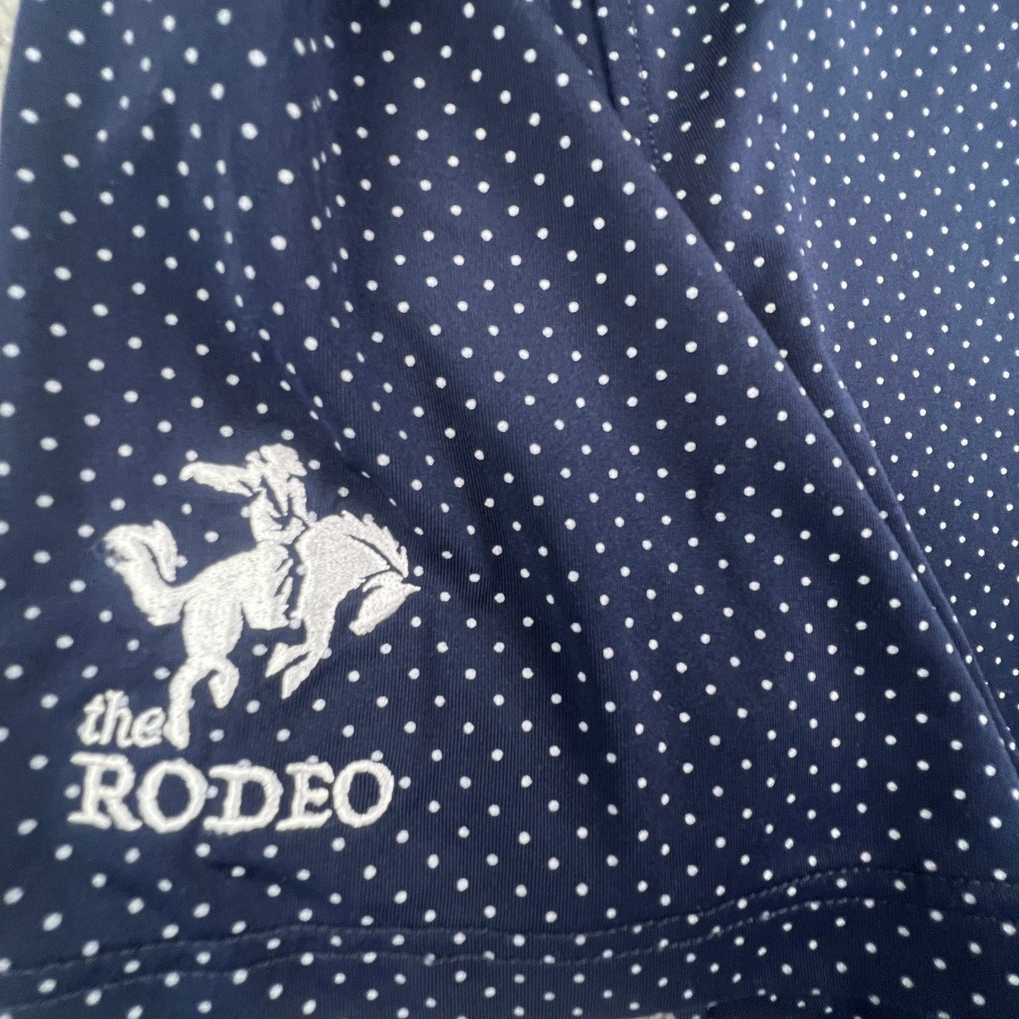 FootJoy Mens Navy Polka Dot Golf Polo Shirt Large The Rodeo Logo