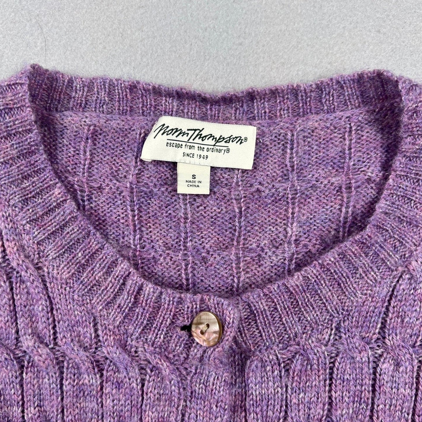 VTG Style 100% Wool Norm Thompson Cardigan Sweater Small Cable Knit Classic