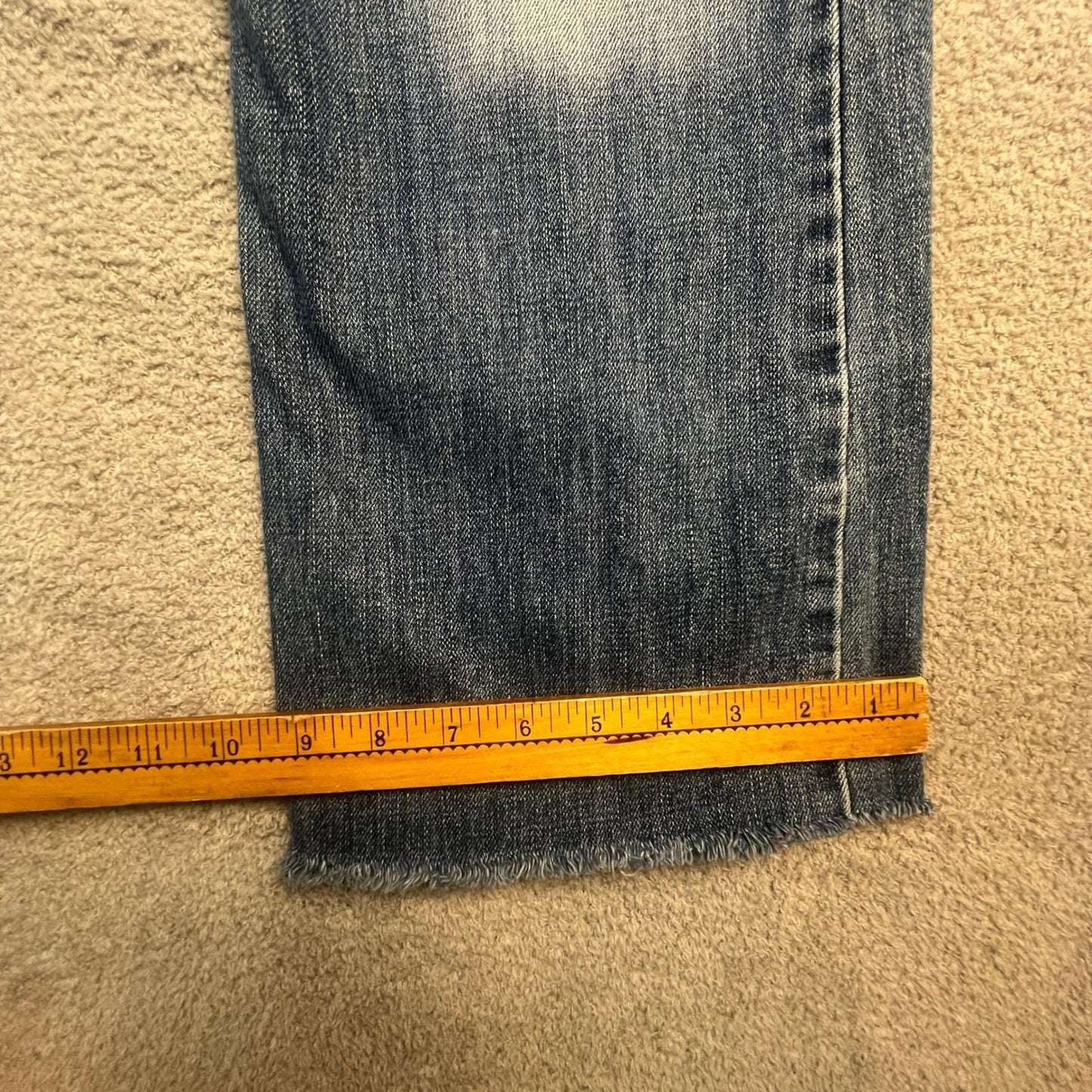 Vintage Y2K Abercrombie & Fitch Mens 31x28 Blue Faded Raw Hem Straight Leg Jeans
