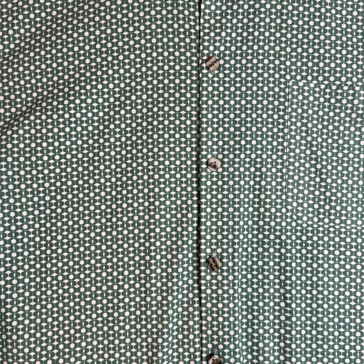 PRIMAL URGE Shirt Mens Extra Large Green Geometric Short Sleeve Button Up Shirt