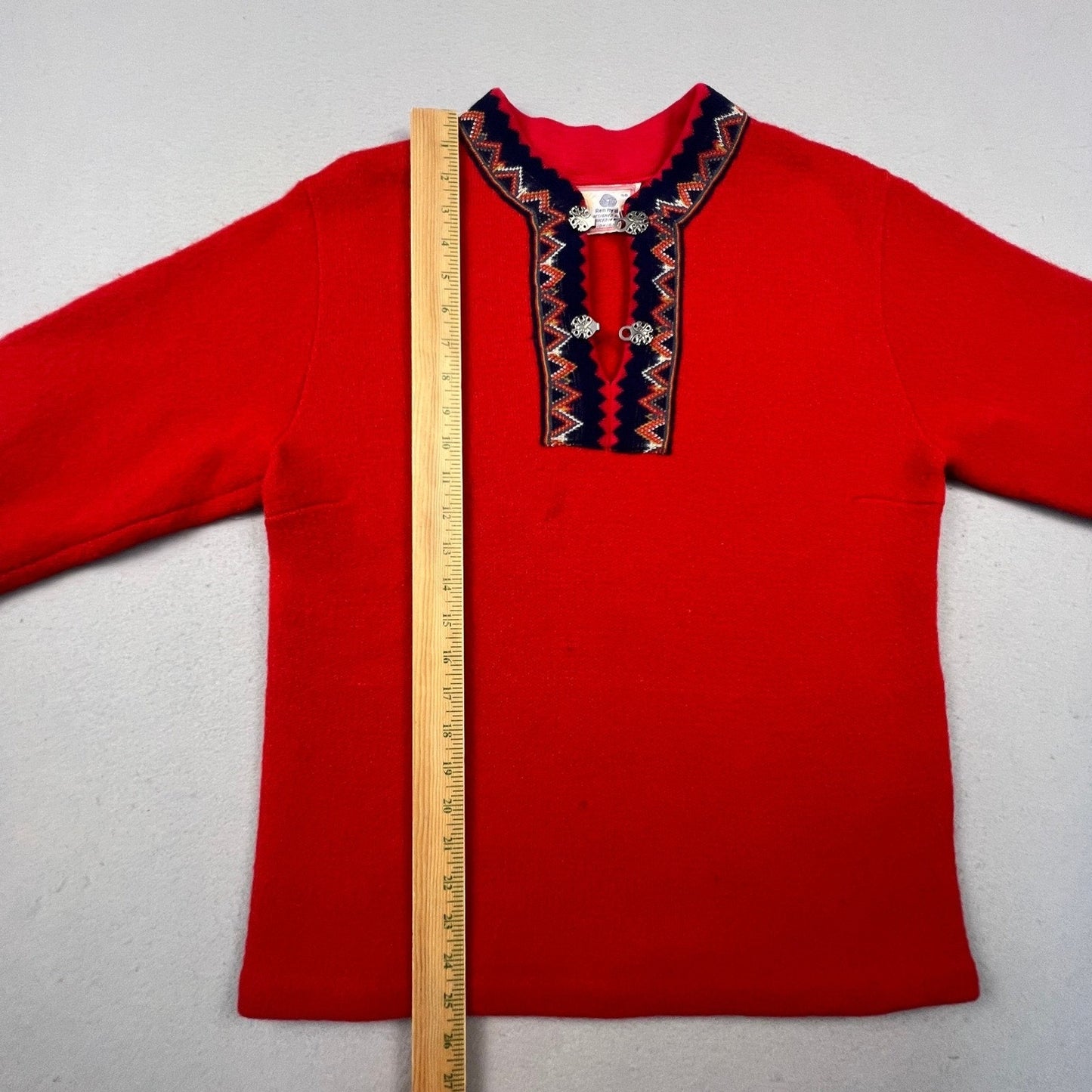 Nordmann Trikotasje Wool Sweater Womens 38 Nordic Clasps Folk Pullover Norway