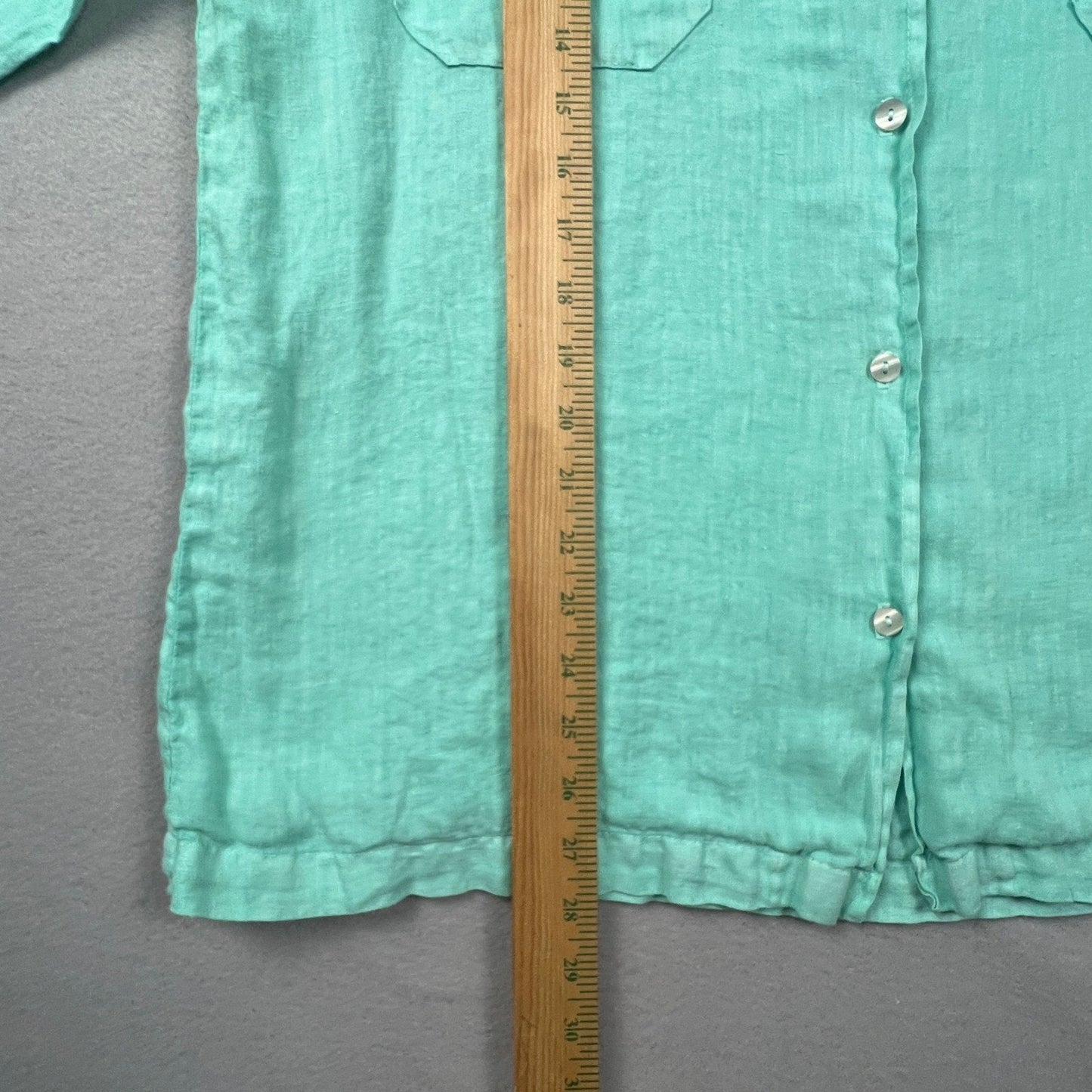 Fresh Produce Linen Button Down Shirt Womens L Seafoam Coastal Casual Summer