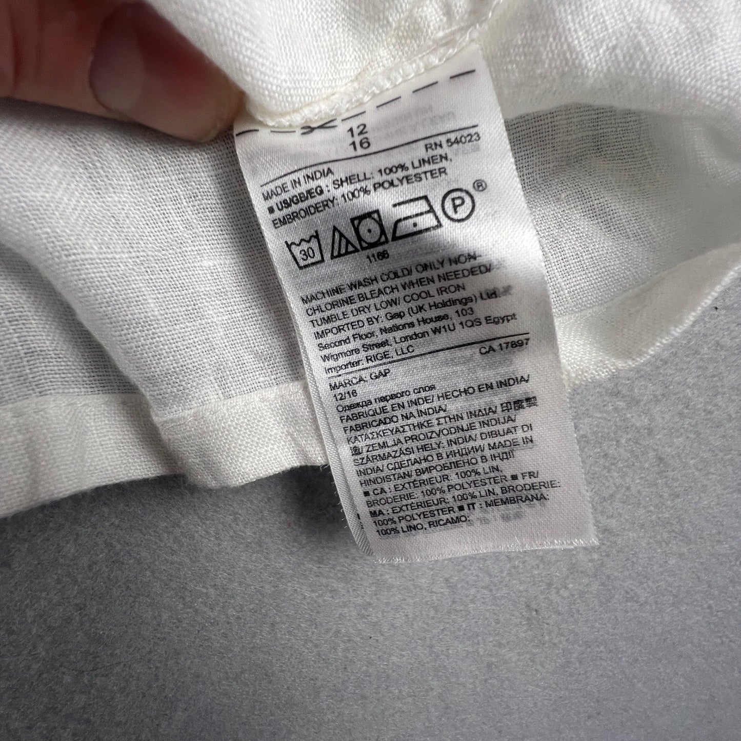 100% Linen White Camisole Top 12 Eyelet Embroidered Strappy Boho Summer GAP