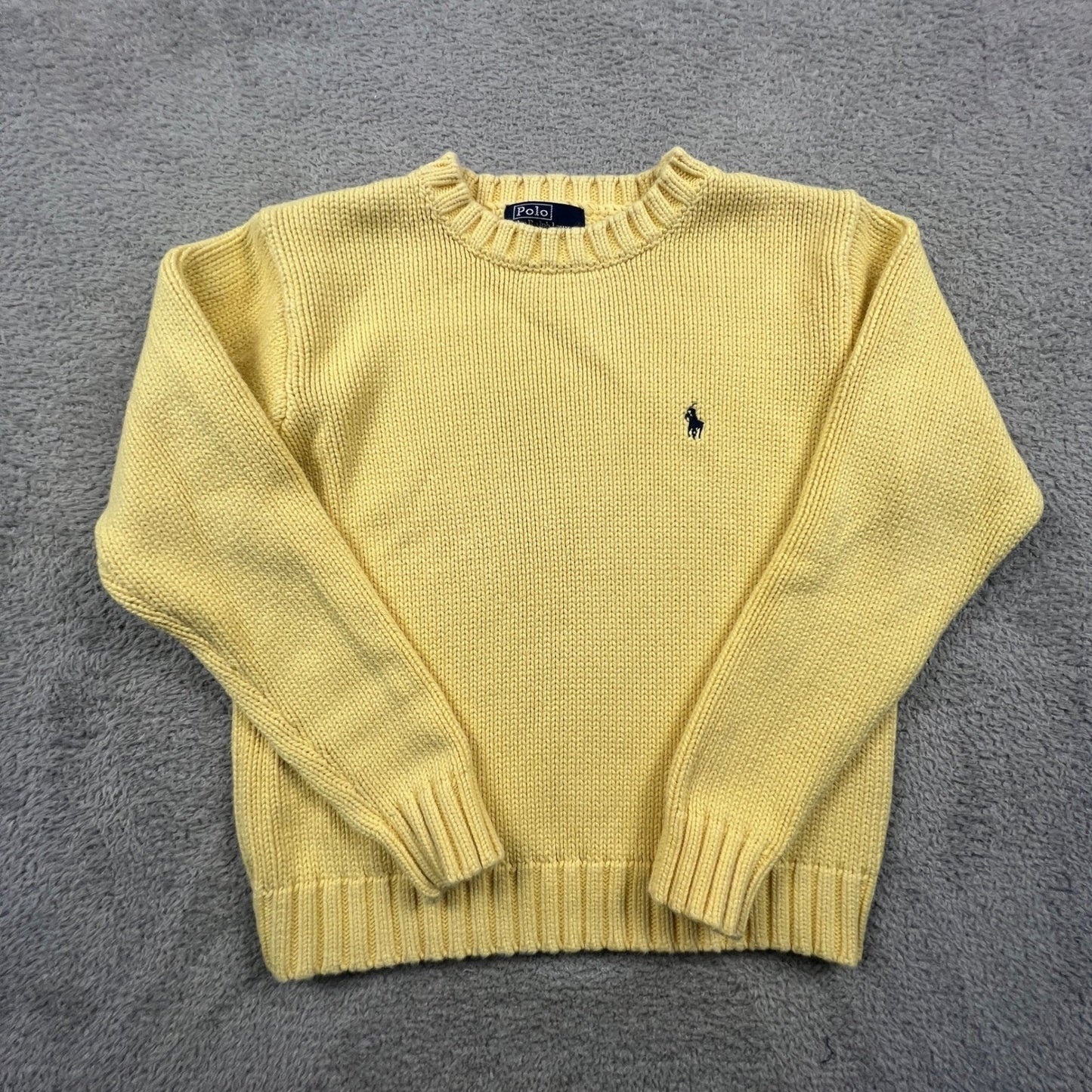 Polo Ralph Lauren Sweater Kids M Yellow Cotton Knit Crewneck Preppy Classic