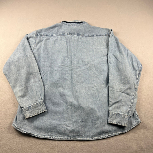 Port and Company Denim Shirt Mens XL Wells Fargo Embroidered Workwear Casual