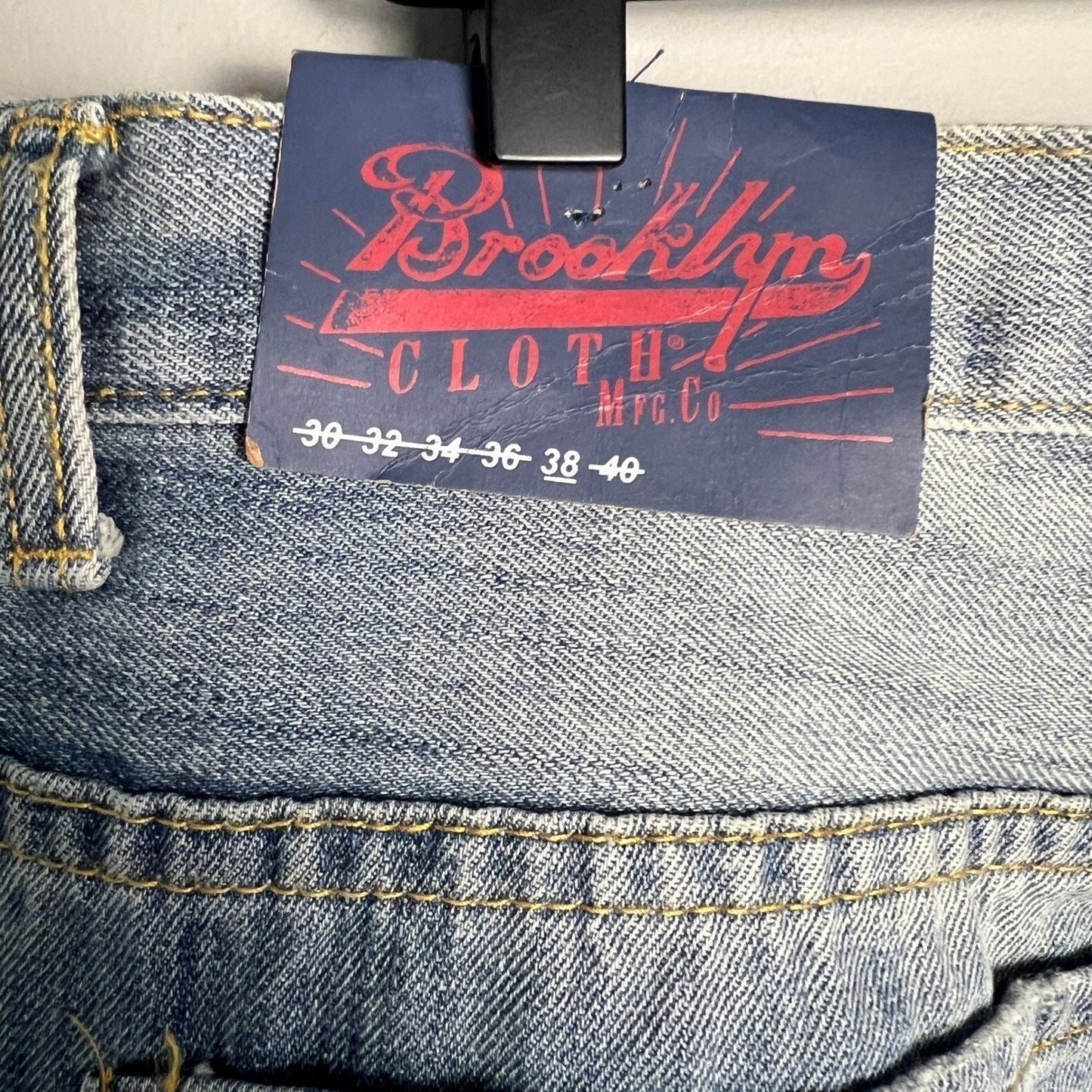 Brooklyn Cloth Jeans Mens 38x30 Light Wash Distressed Slim Fit Denim Punk Emo