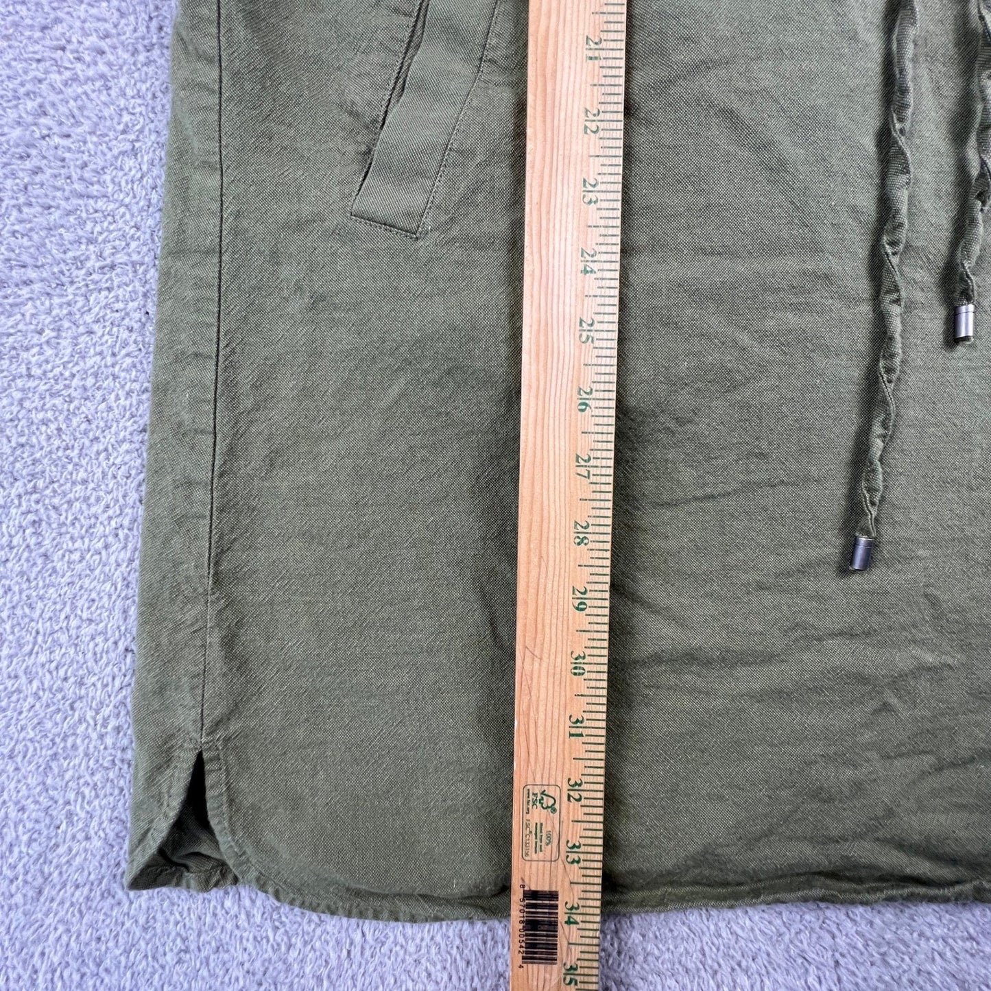 Eileen Fisher Organic Cotton Dress Small Olive Green Minimalist Classic Summer